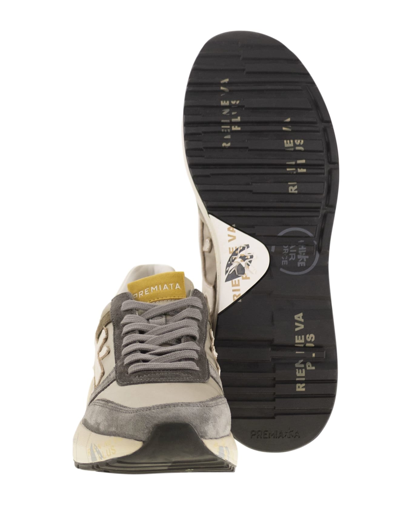 Premiata Mick 7713 - Sneakers With Side Logo - Grey/beige