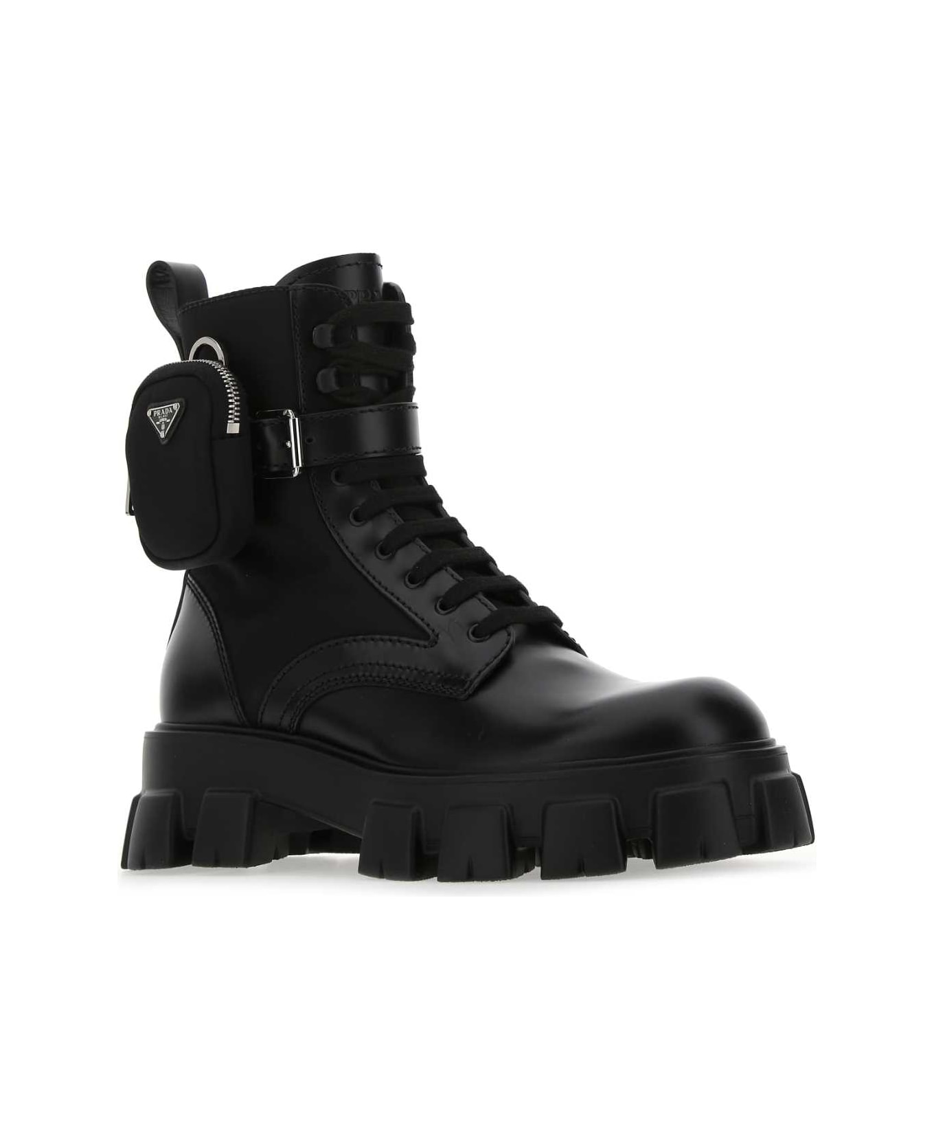 Prada Black Leather And Re-nylon Monolith Boots - F0002 ブーツ