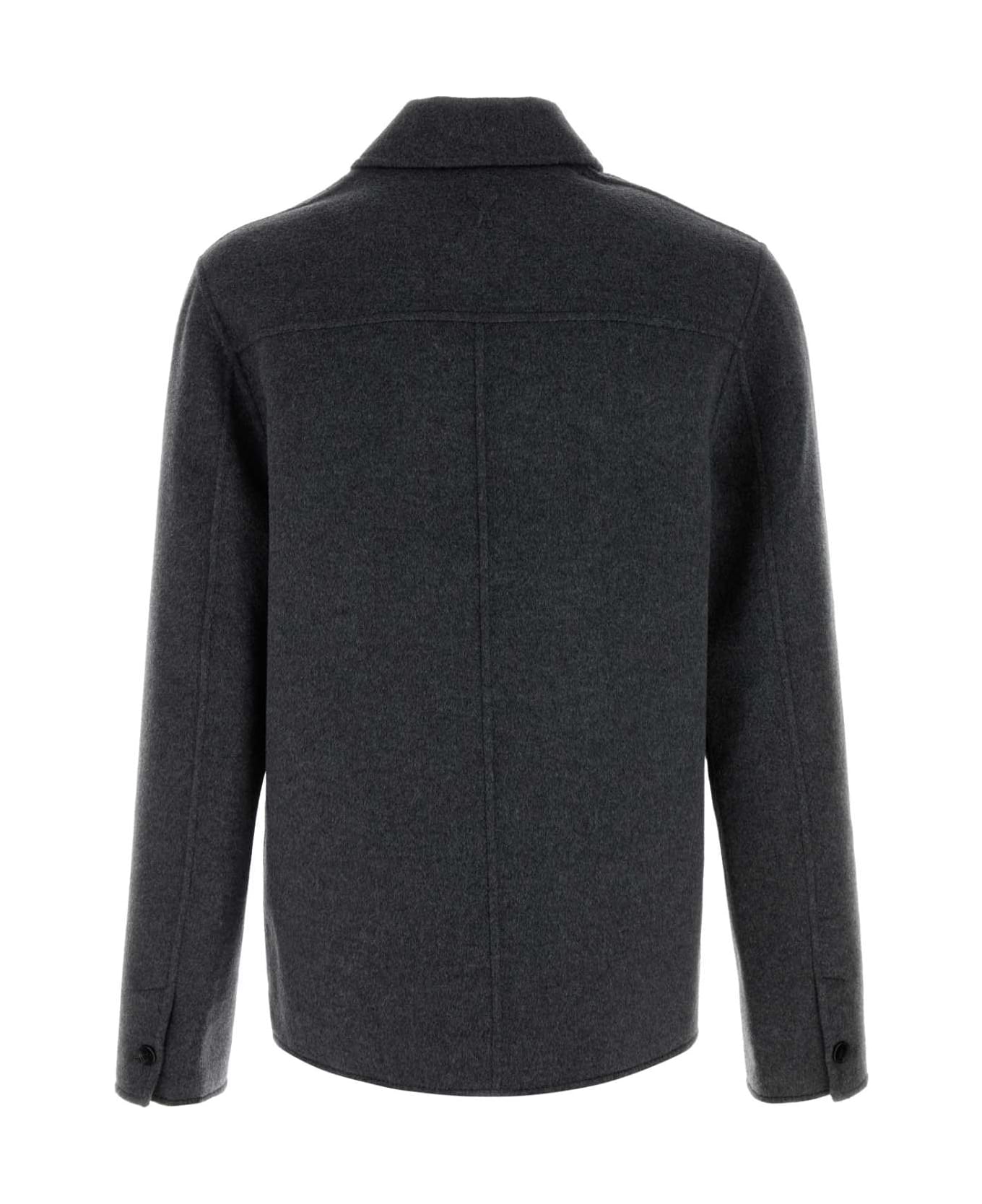 Ami Alexandre Mattiussi Dark Grey Flannel Jacket - HEATHERGREY