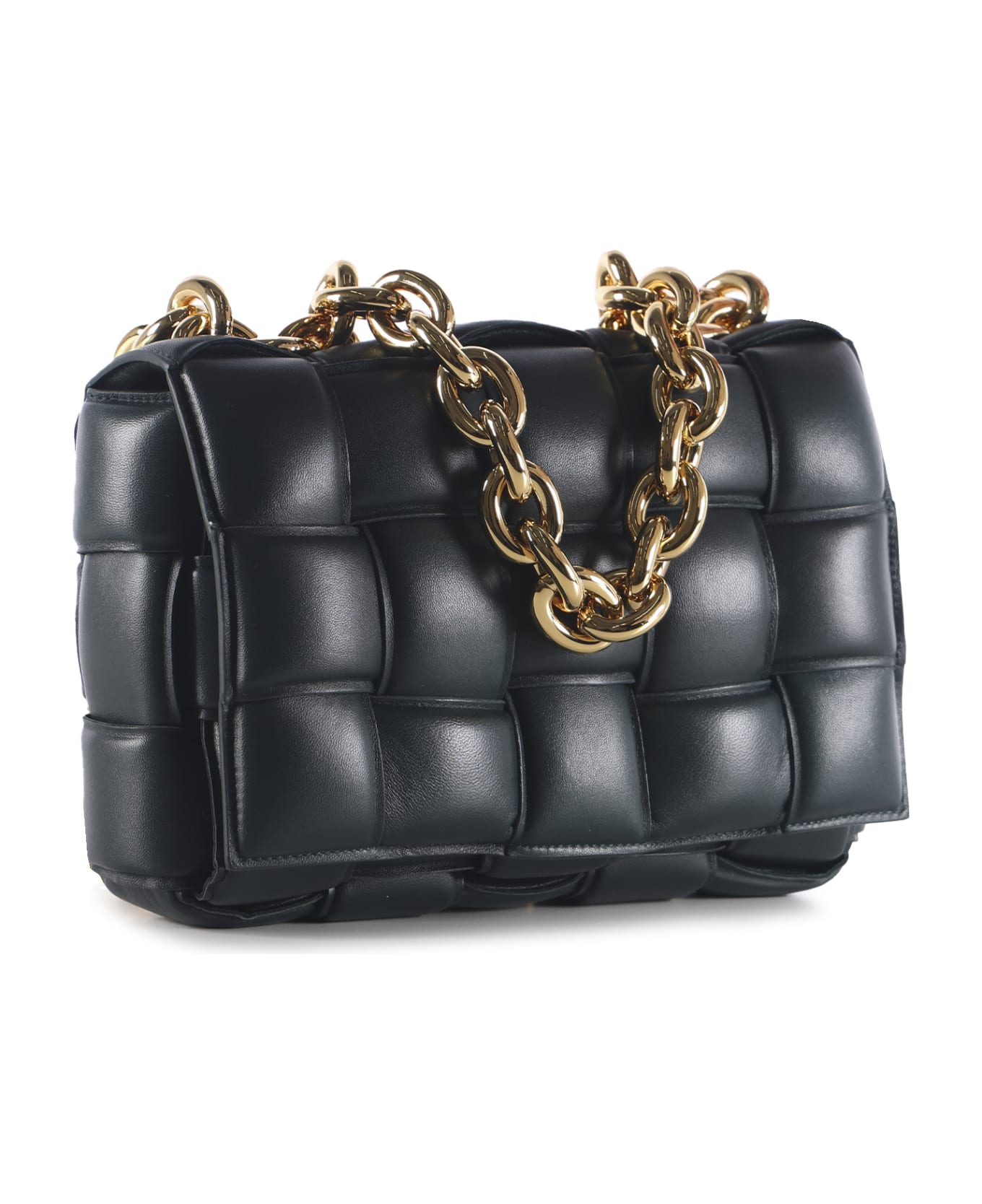 Bottega Veneta The Chain Cassette Bag In Leather - Inkwell-gold