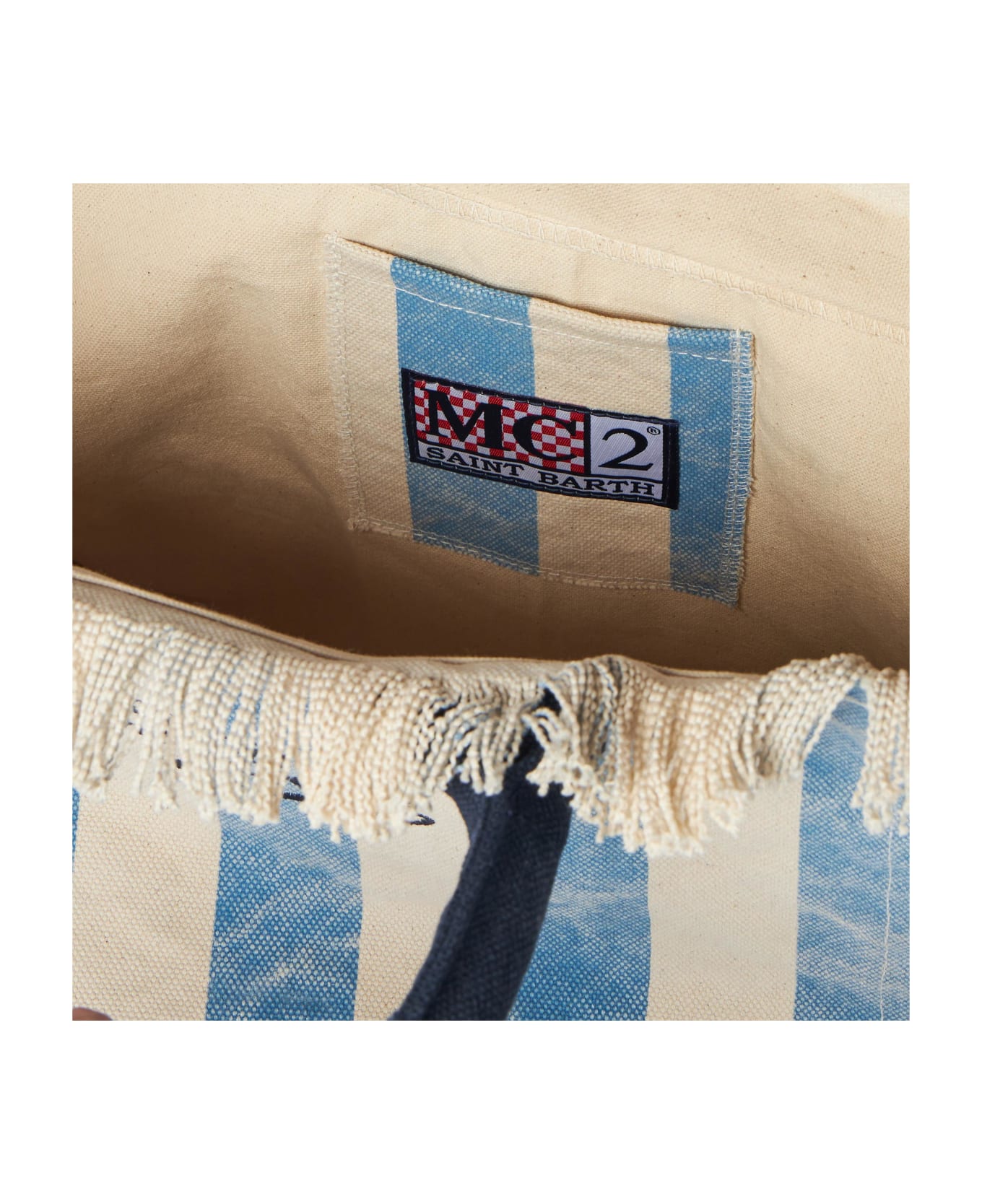 MC2 Saint Barth Vanity Canvas Shoulder Bag With Forte Dei Marmi Print - BLUE