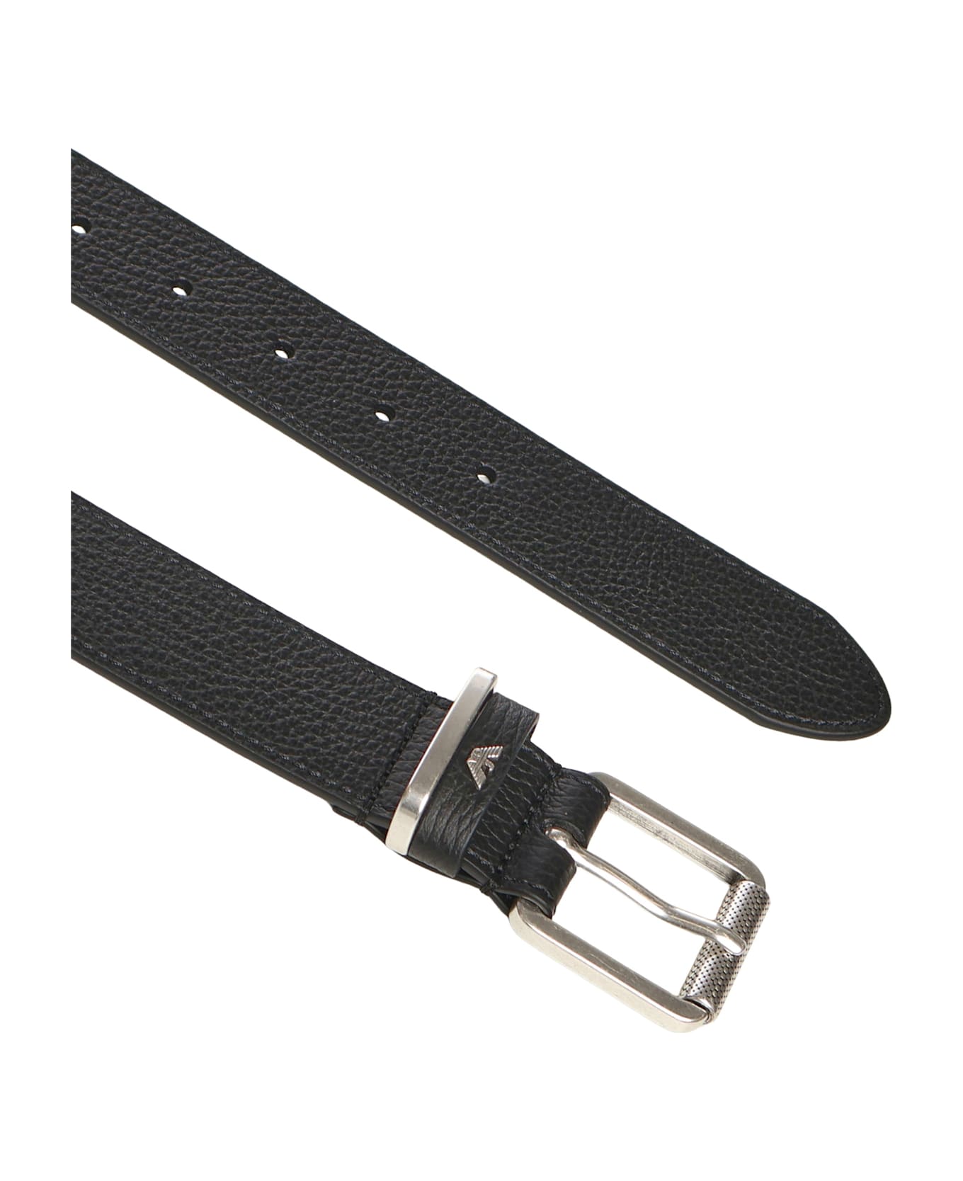 Emporio Armani Leather Belt With Logo - Black ベルト