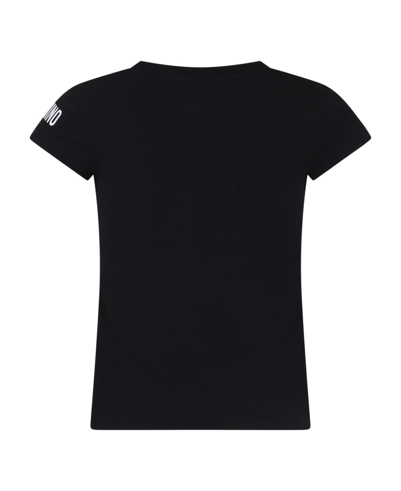 Moschino Black T-shirt For Girl With Logo - Black Tシャツ＆ポロシャツ