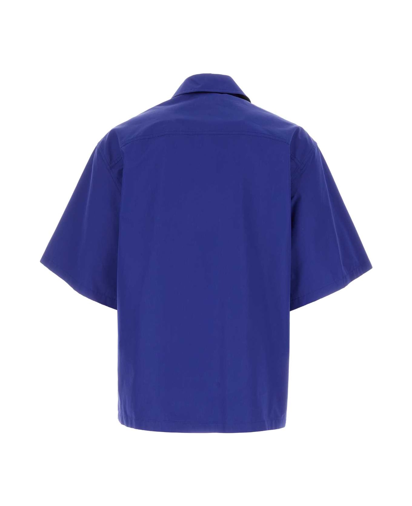 Off-White Blue Cotton Oversize Shirt - BLUEBLK