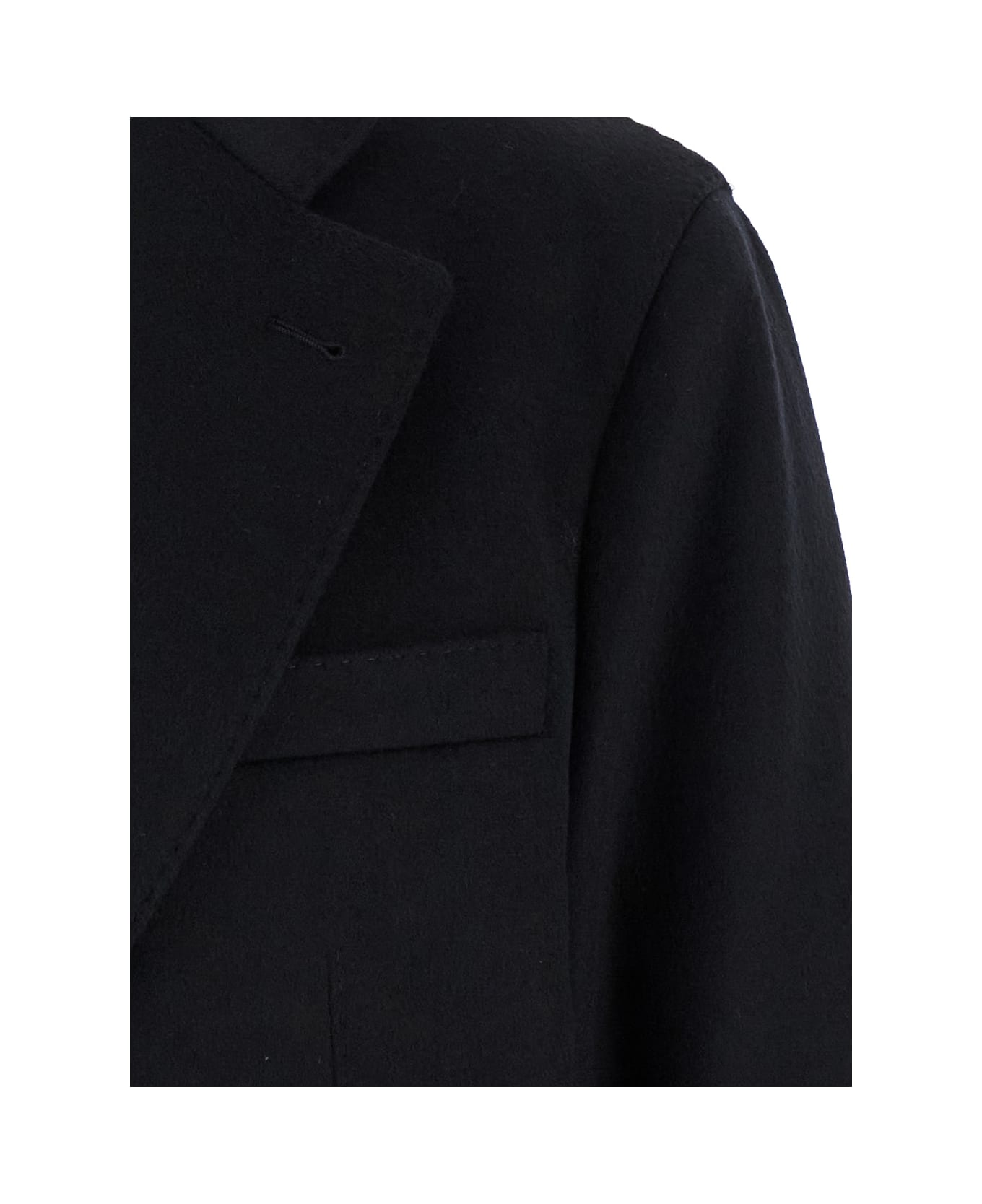 Emporio Armani Single-breasted Coat With Notched Revers - Black