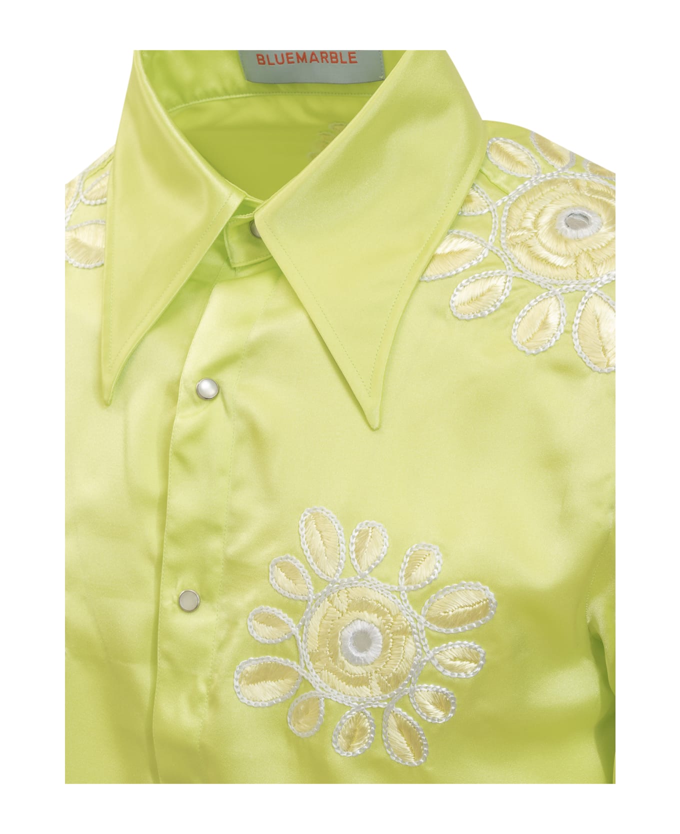 Bluemarble Shirt With Embroidery - LIME シャツ