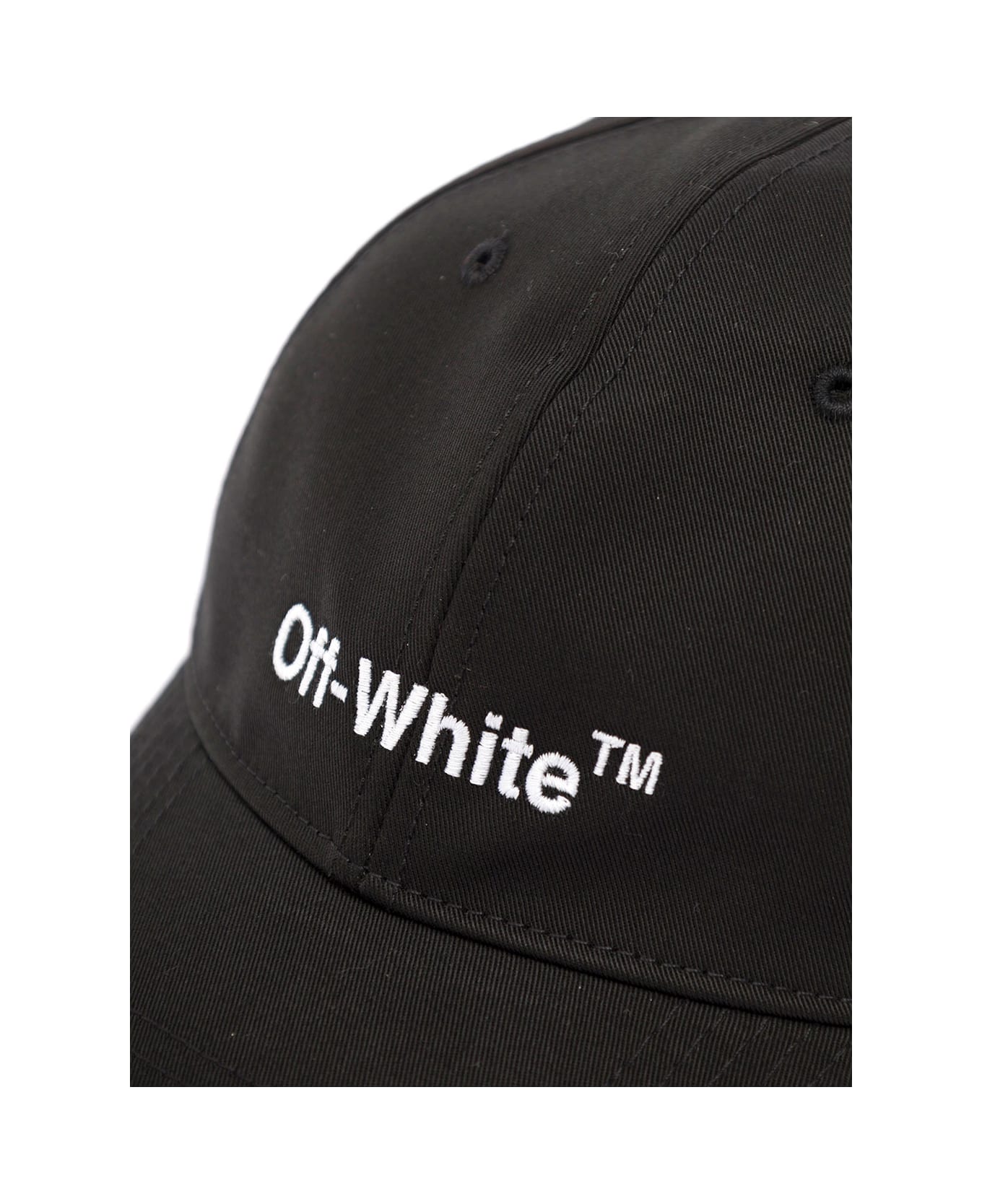 Off-White Off White  Man's Black Cotton Helvetica Hat With Logo - White/black