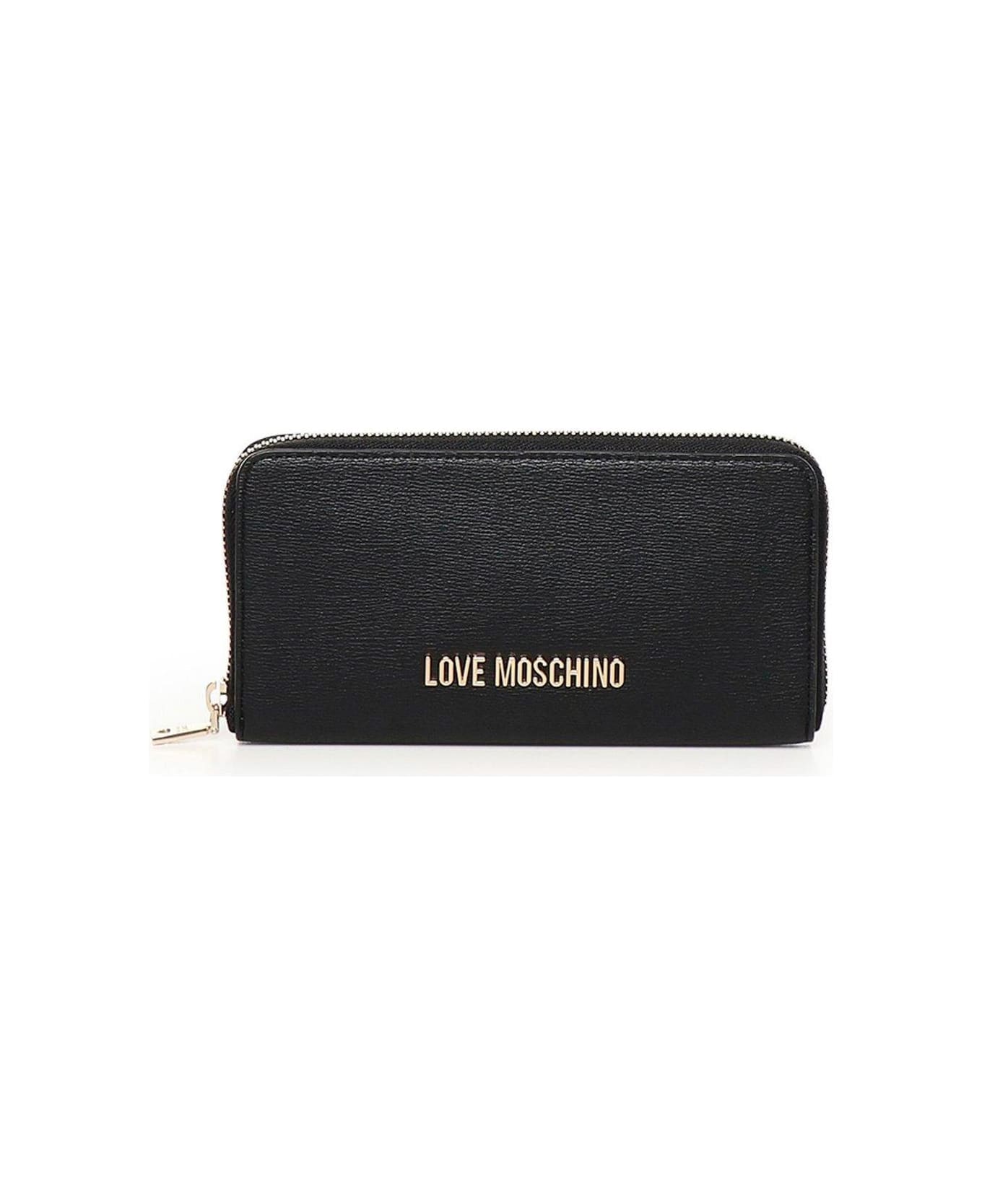 Love Moschino Logo Lettering Zipped Wallet - Black
