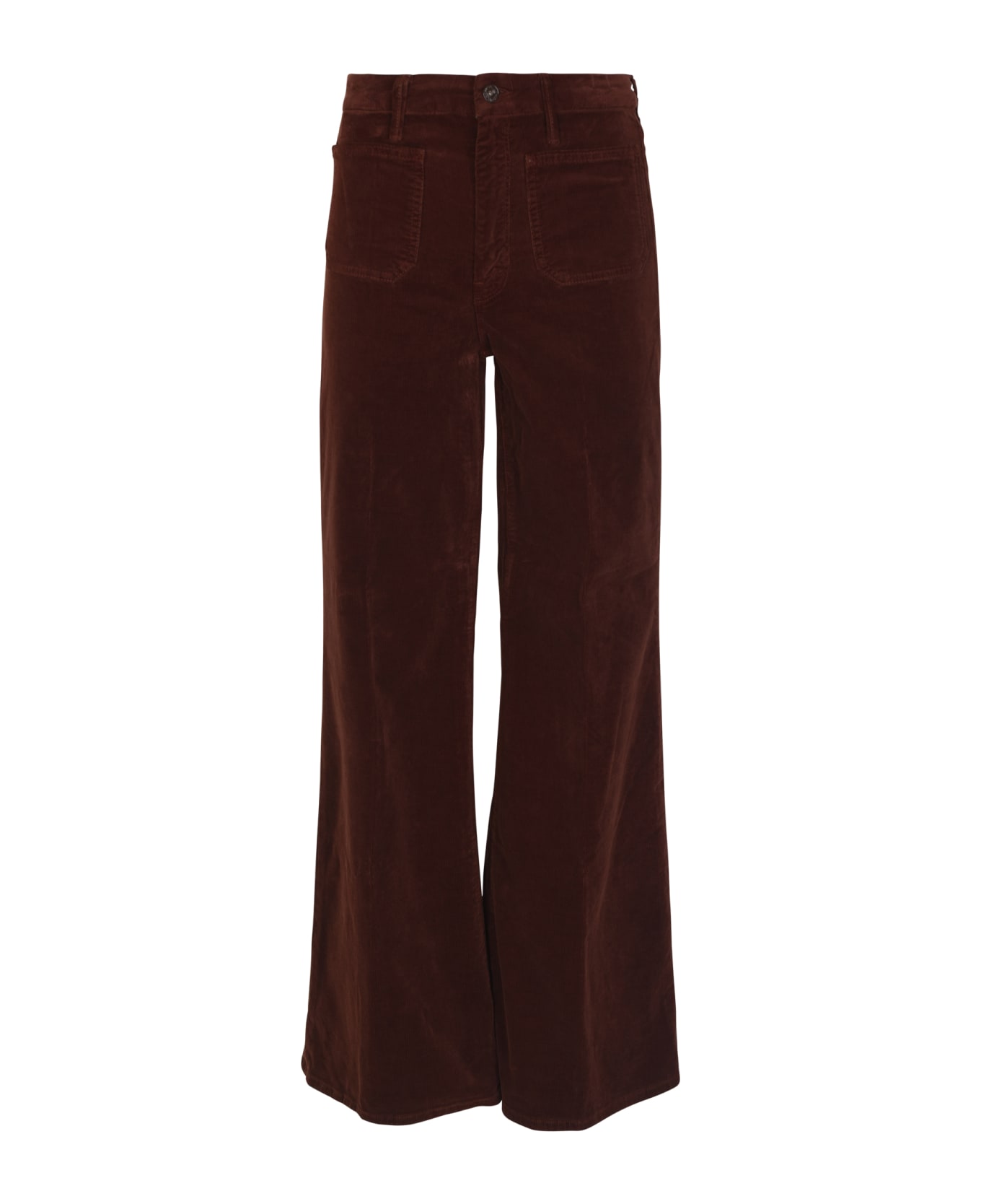 Mother Buttoned Long Trousers - Burnt