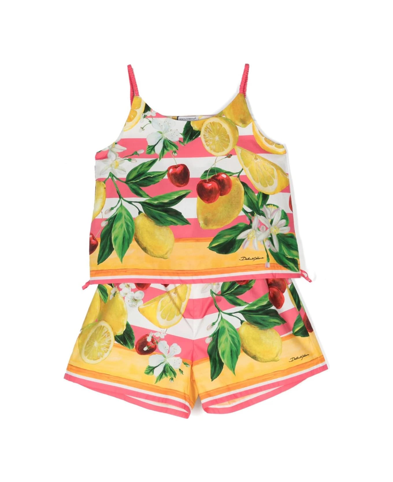 Dolce & Gabbana Poplin Set With Lemon And Cherry Print - Multicolour ワンピース＆ドレス