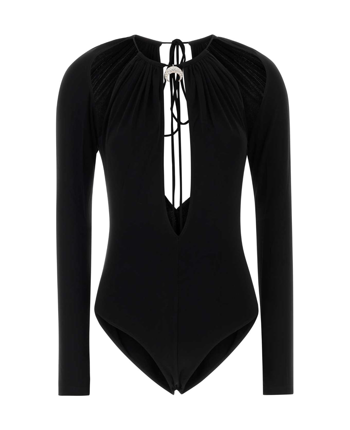 Marine Serre Black Stretch Viscose Bodysuit - BLACK