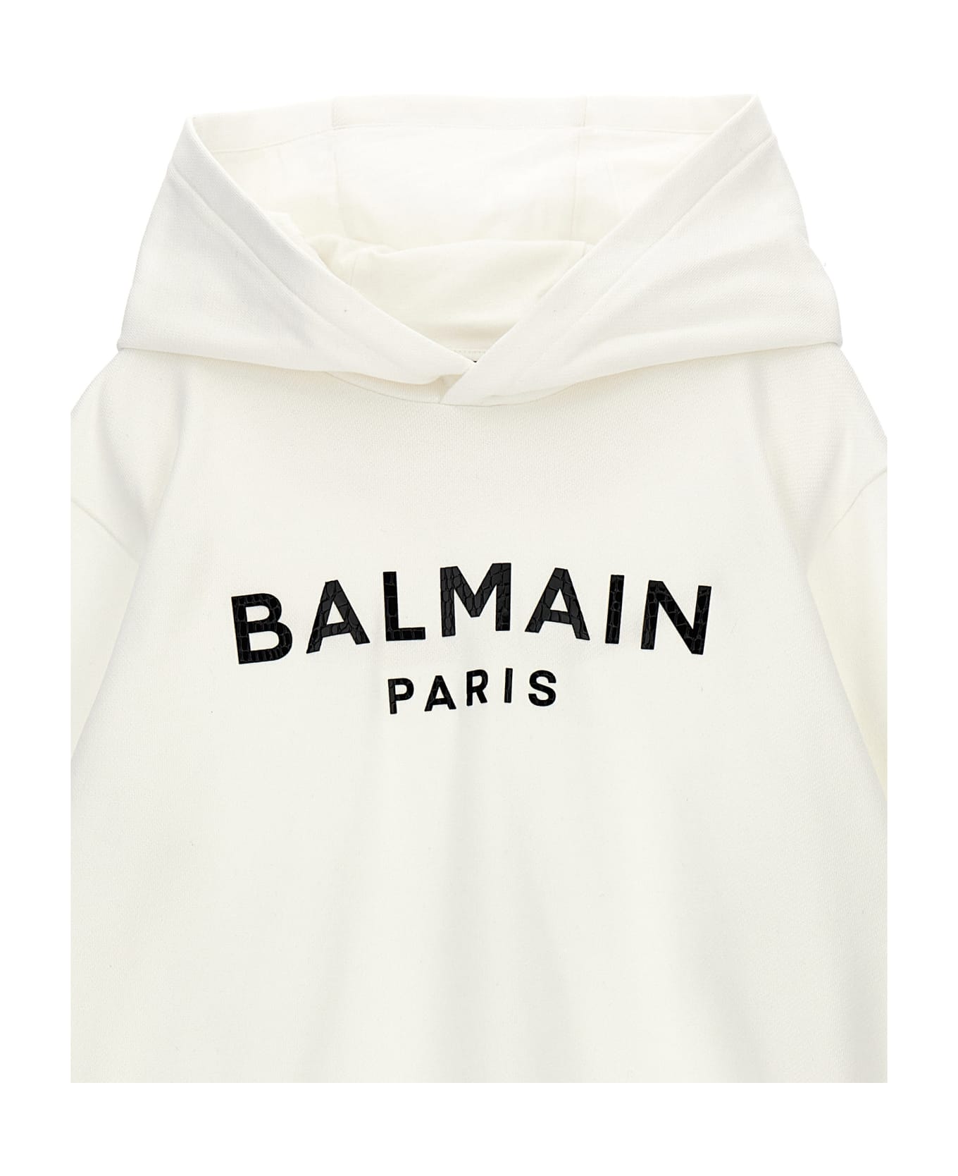 Balmain Logo Print Hoodie - White