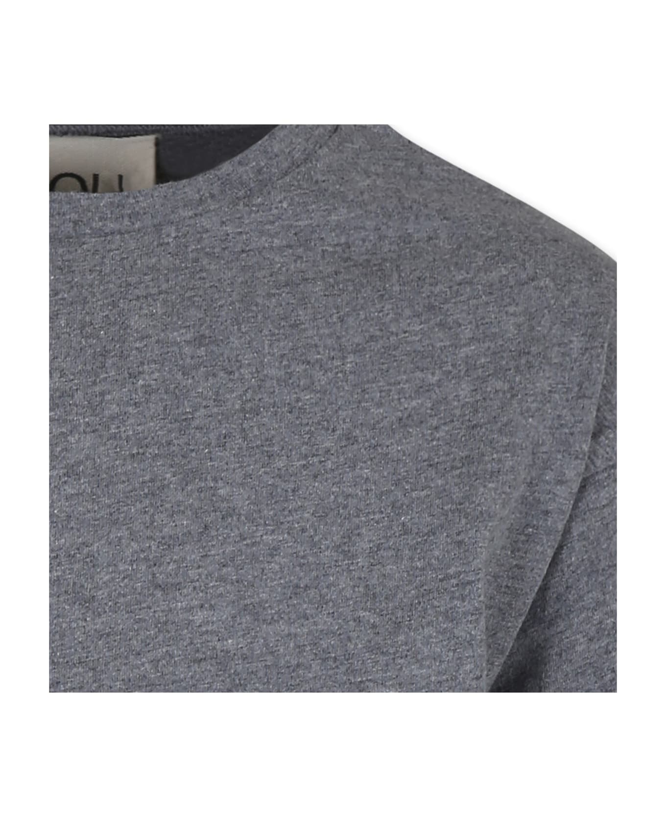 Douuod Grey Crop T-shirt For Girl With Logo - Grey