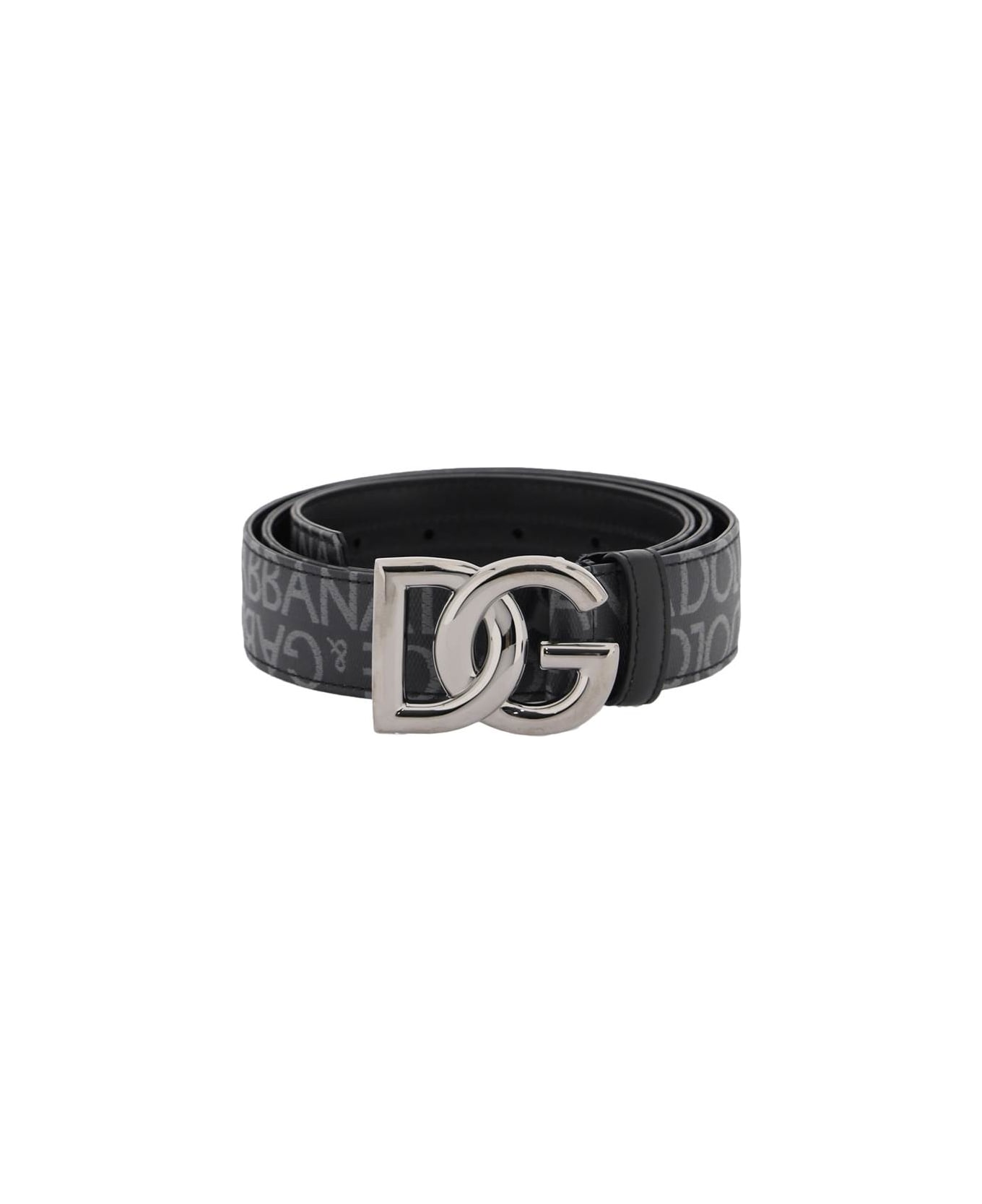 Dolce & Gabbana Coated Canvas Belt - Black / Grey