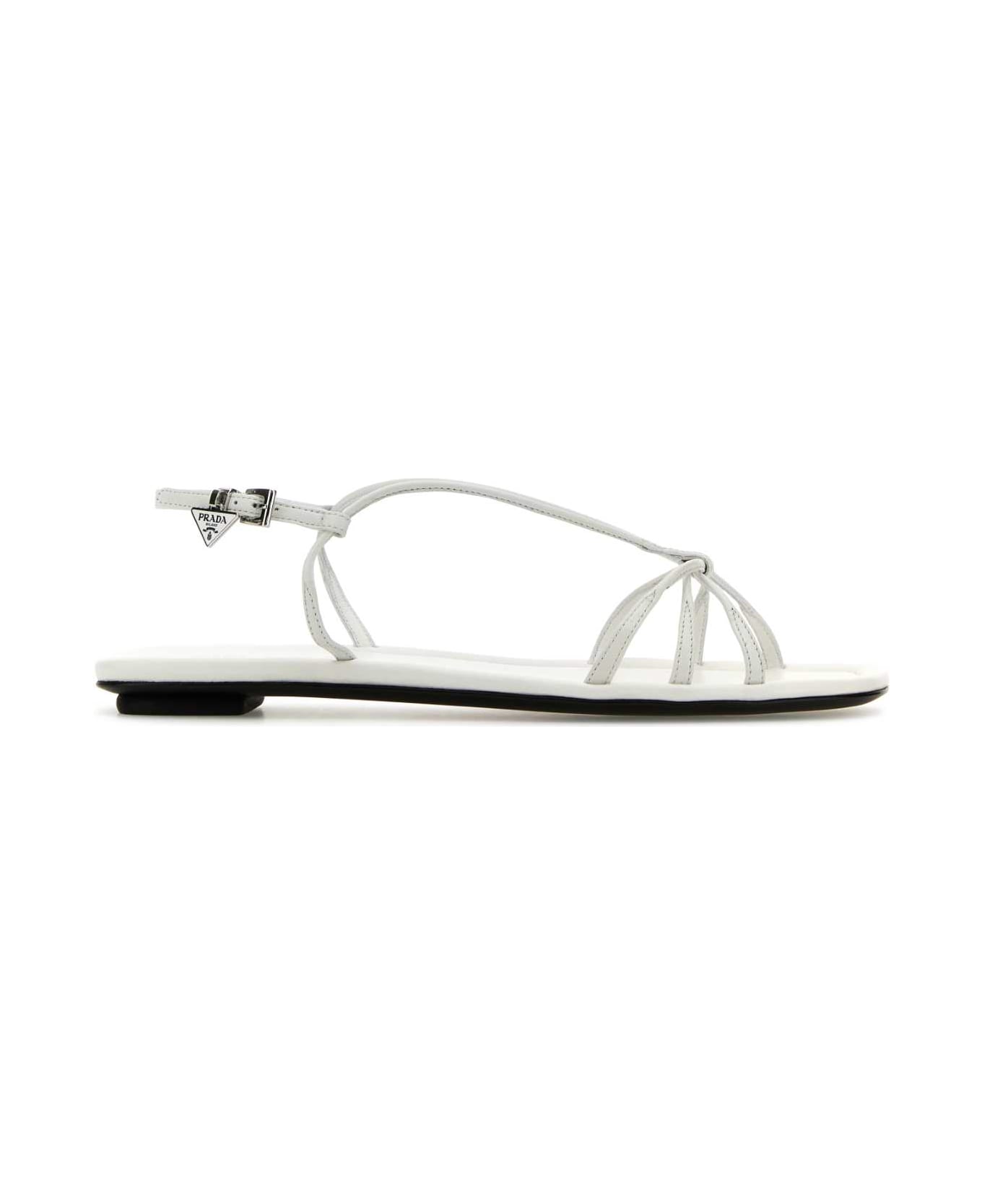 Prada White Leather Sandals - BIANCO