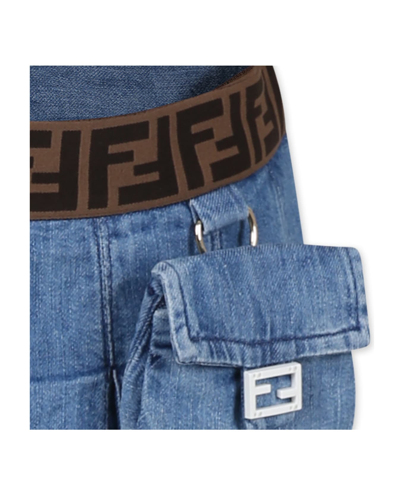 Fendi Blue Skirt For Girl With Ff - Denim