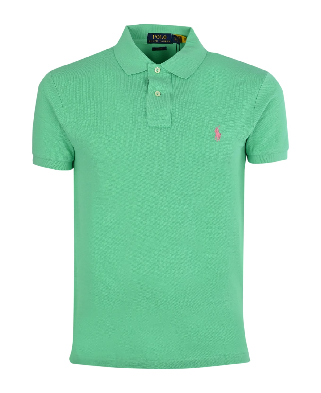 Polo Ralph Lauren Sunset Green And Pink Slim-fit Piquet Polo Shirt - Green