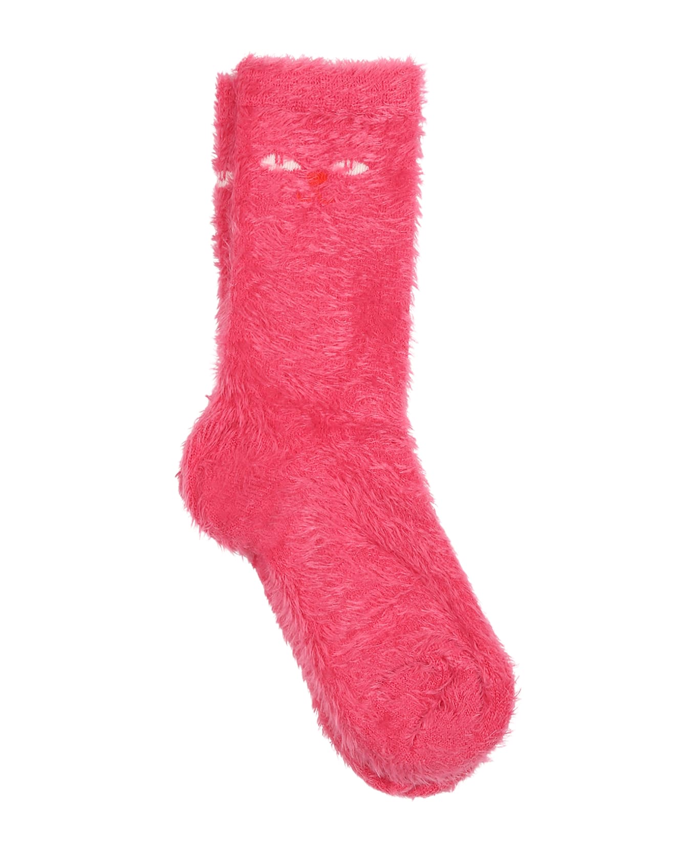 Mini Rodini Fuchsia Socks For Girl With Cat Eyes - Fuchsia