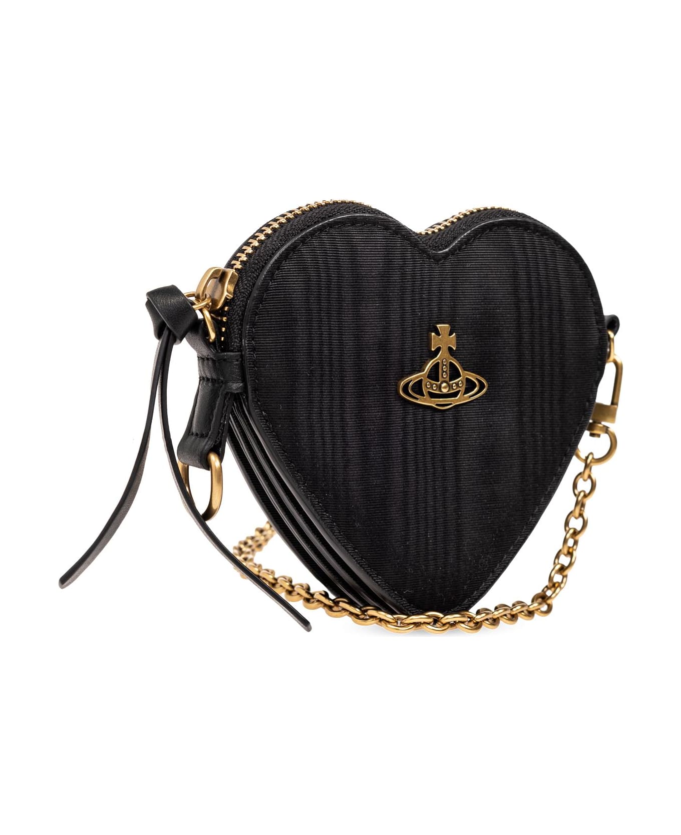 Vivienne Westwood Moire Heart Orb-plaque Mini Crossbody Bag - BLACK