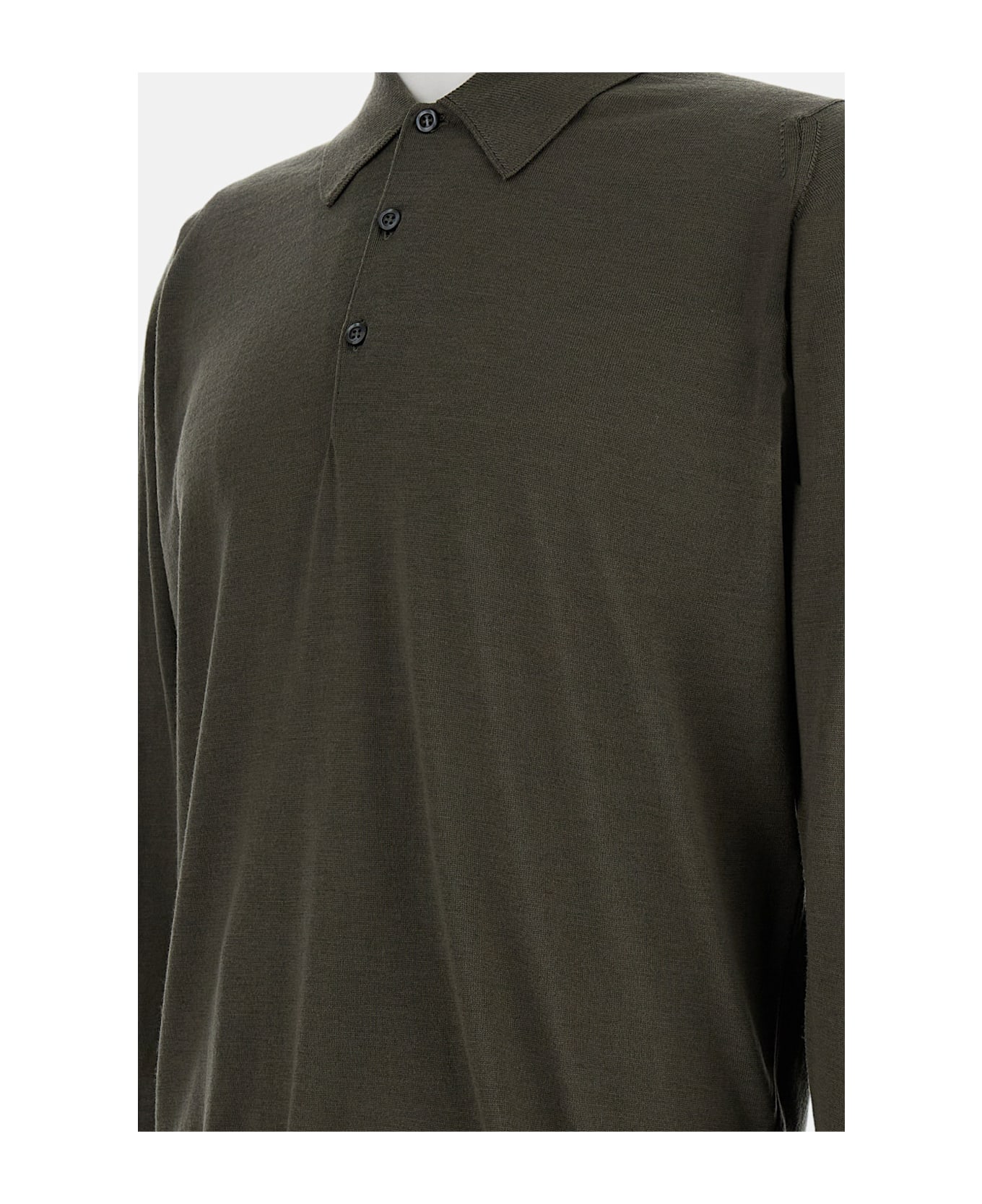 John Smedley Long Sleeves Polo - Green