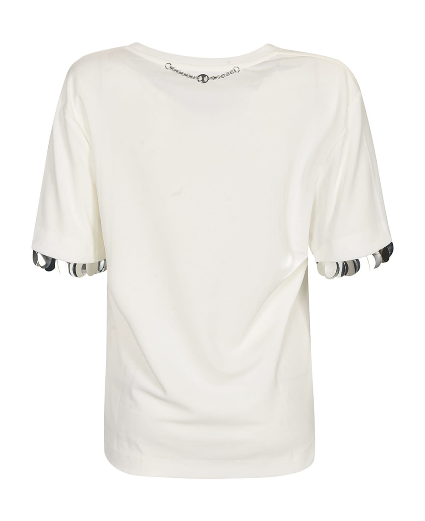 Paco Rabanne Round Neck Embellished Regular T-shirt - White