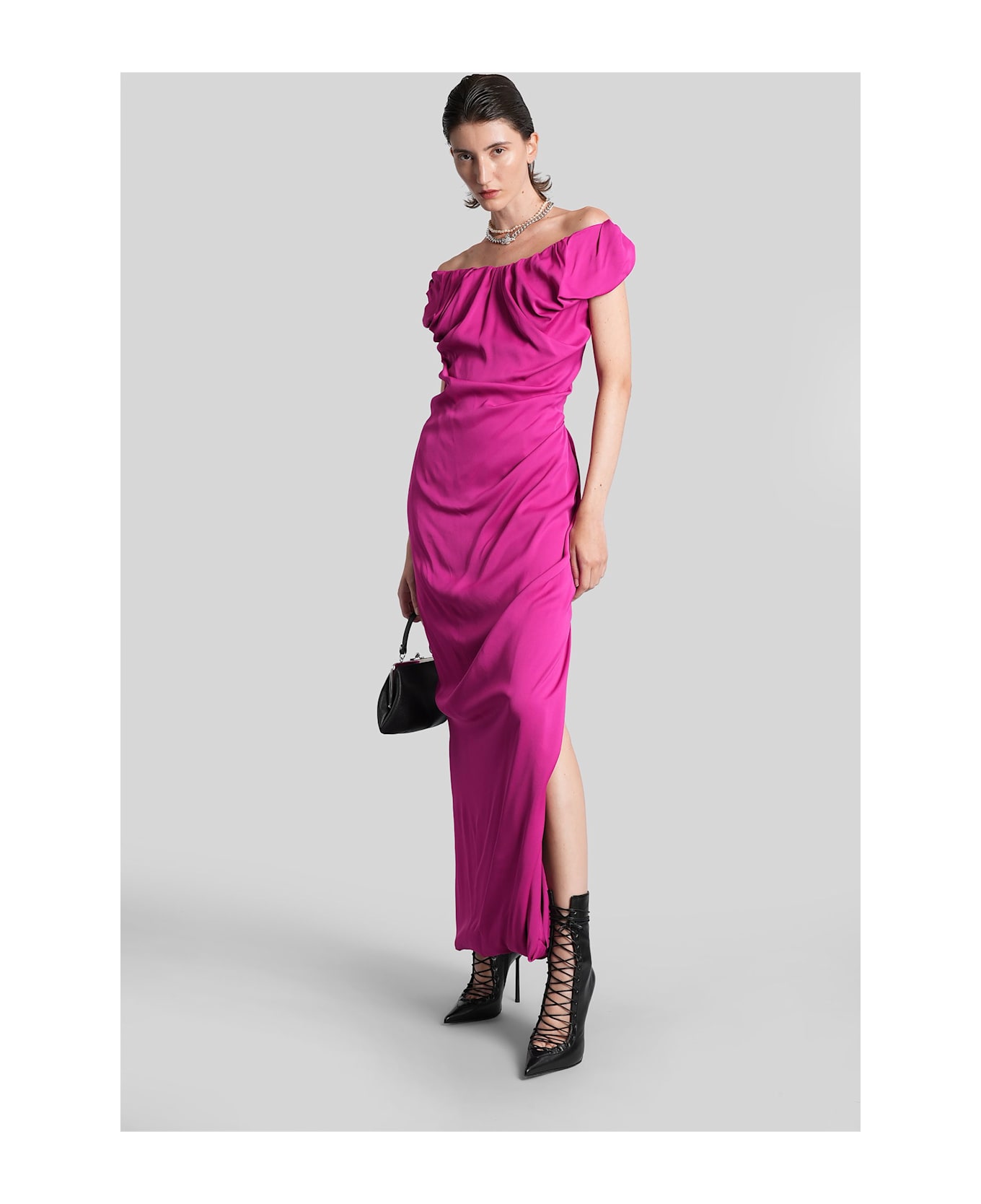 Vivienne Westwood Long Ginnie Long Dress In Fuxia Viscose - fuxia