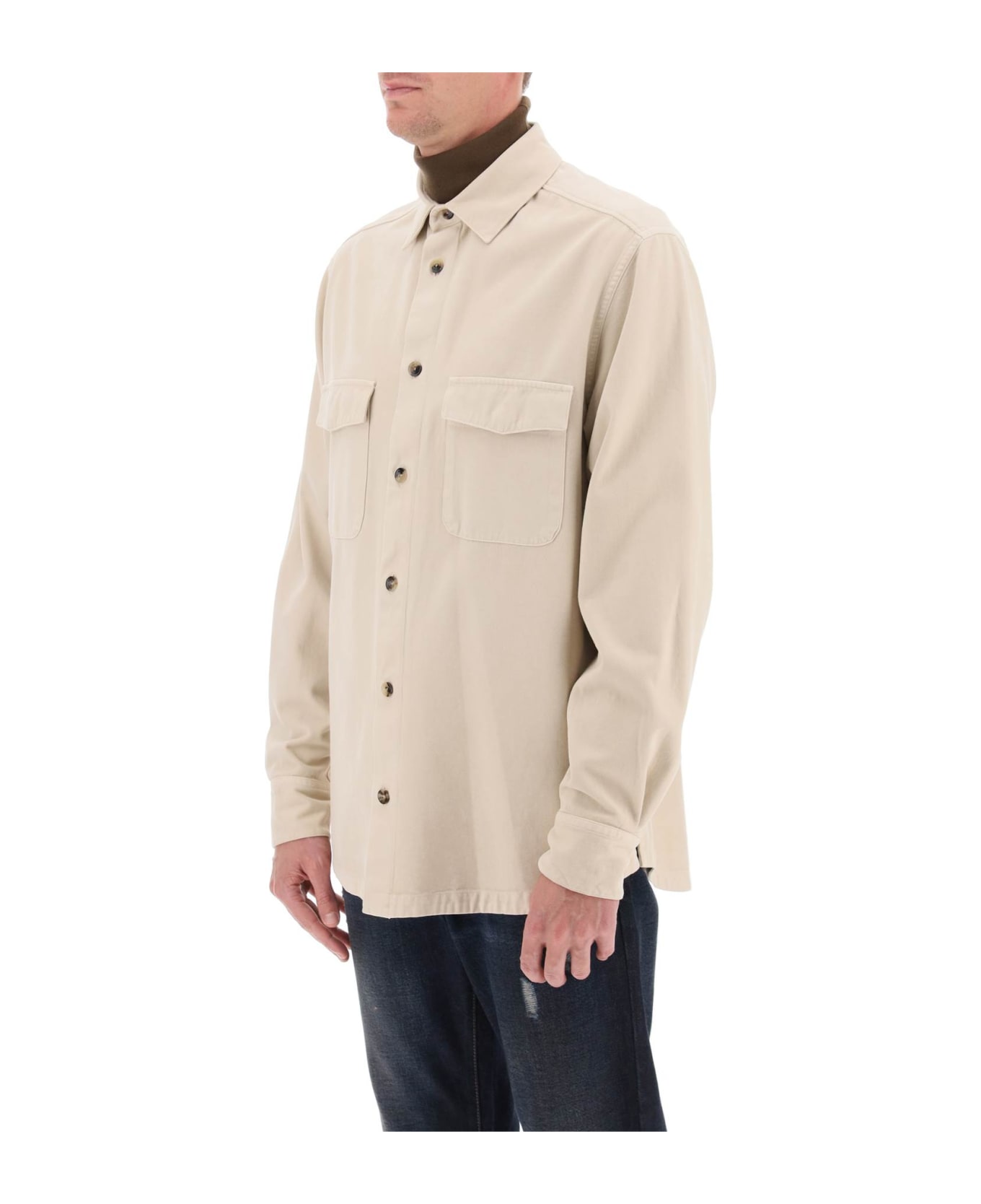 Agnona Cotton & Cashmere Shirt - TUFO (Beige)