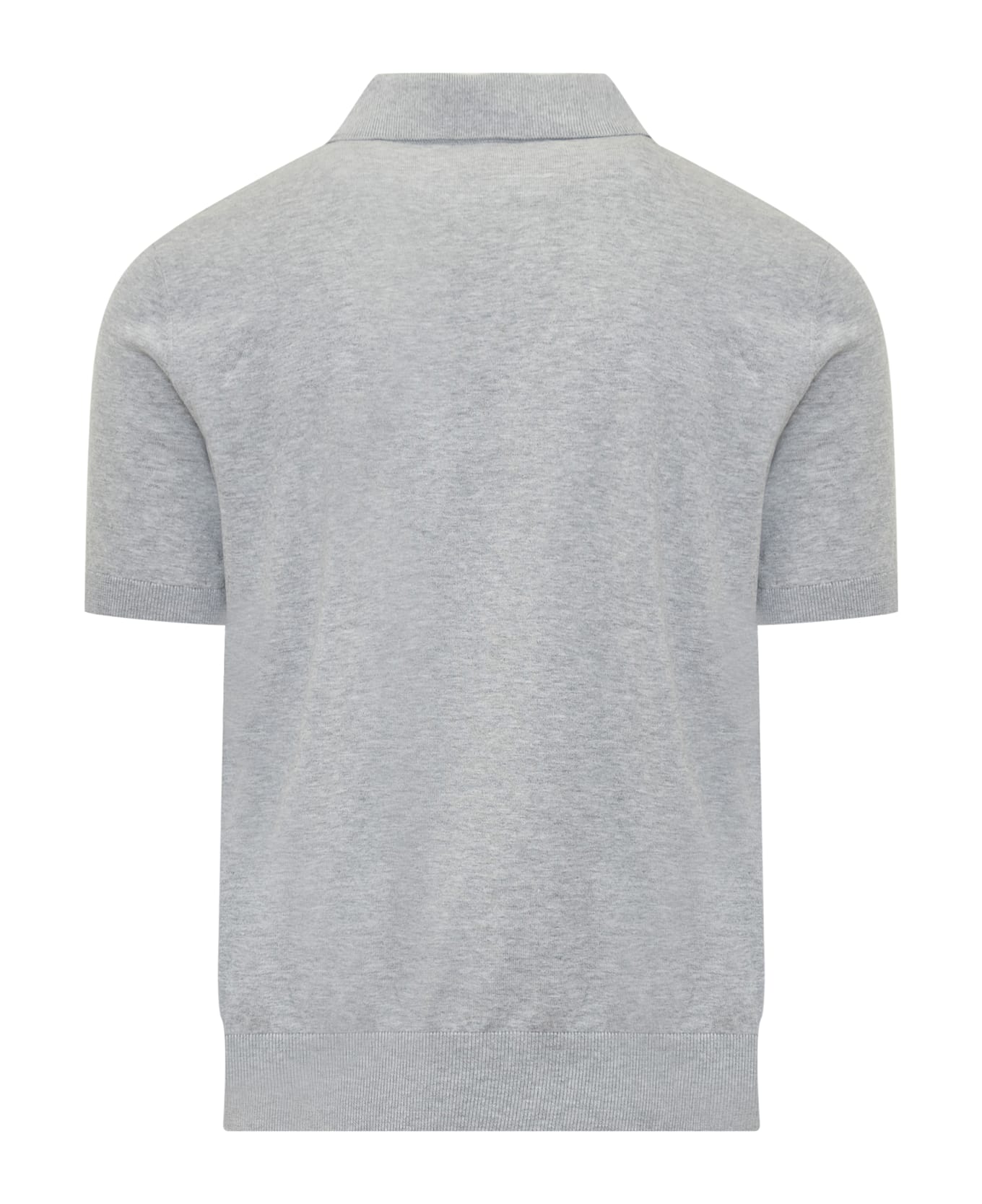 Dsquared2 D2 Logo Embroidered Fine Knit Polo Shirt - PEARL GREY