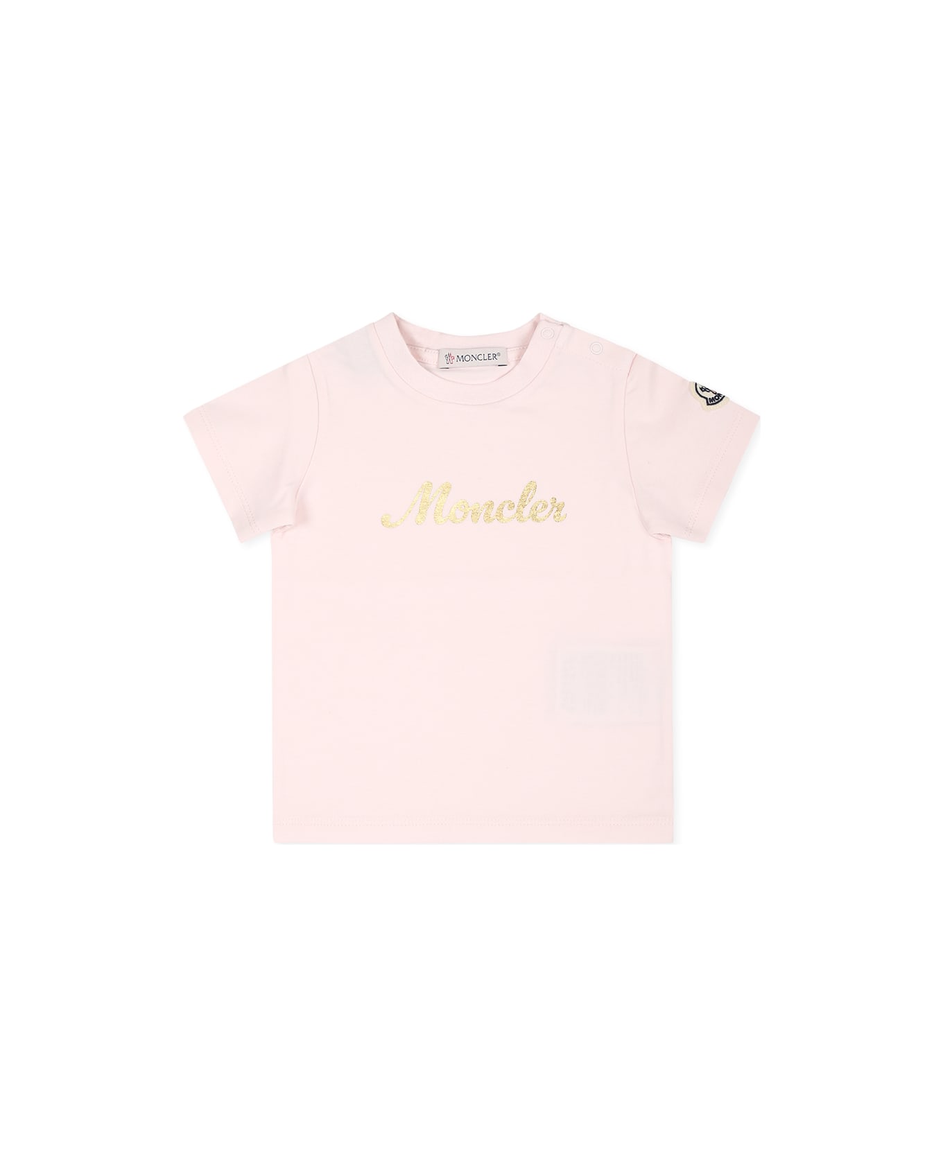 Moncler Pink T-shirt For Baby Girl With Logo - Pink