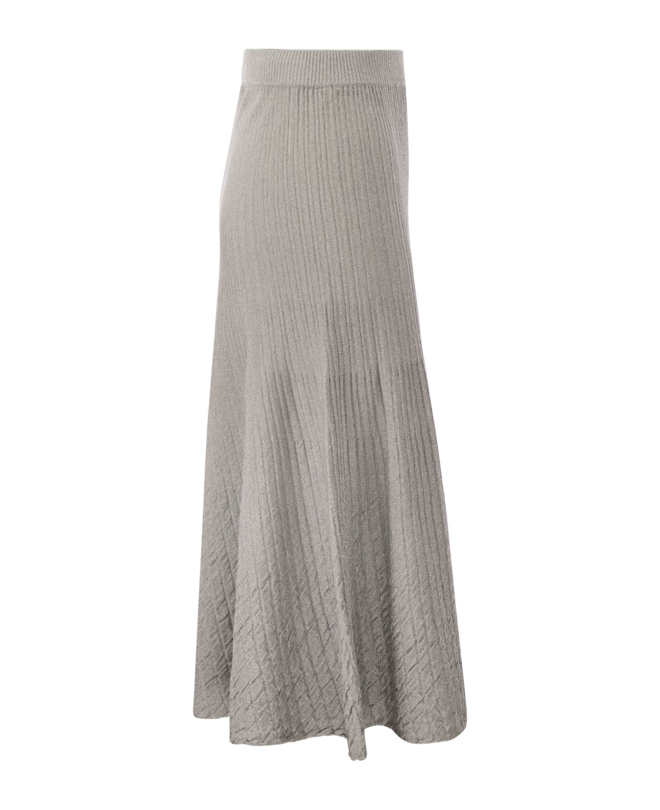 Elisabetta Franchi Metallised Viscose Midi Skirt - Grey