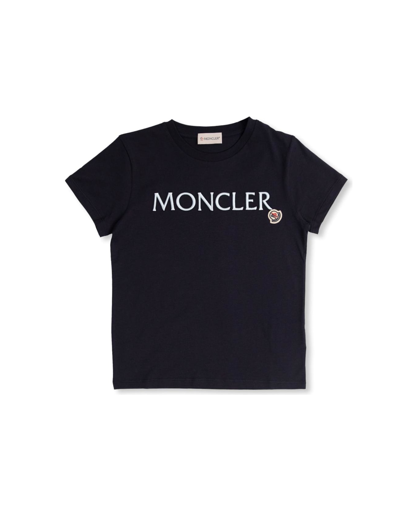 Moncler Enfant T-shirt With Logo Patch - Blu