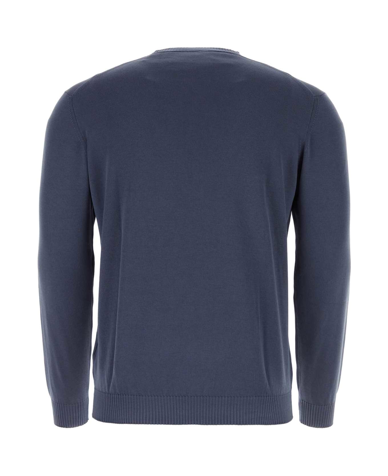 Fedeli Air Force Blue Cotton Sweater - DENIM ニットウェア