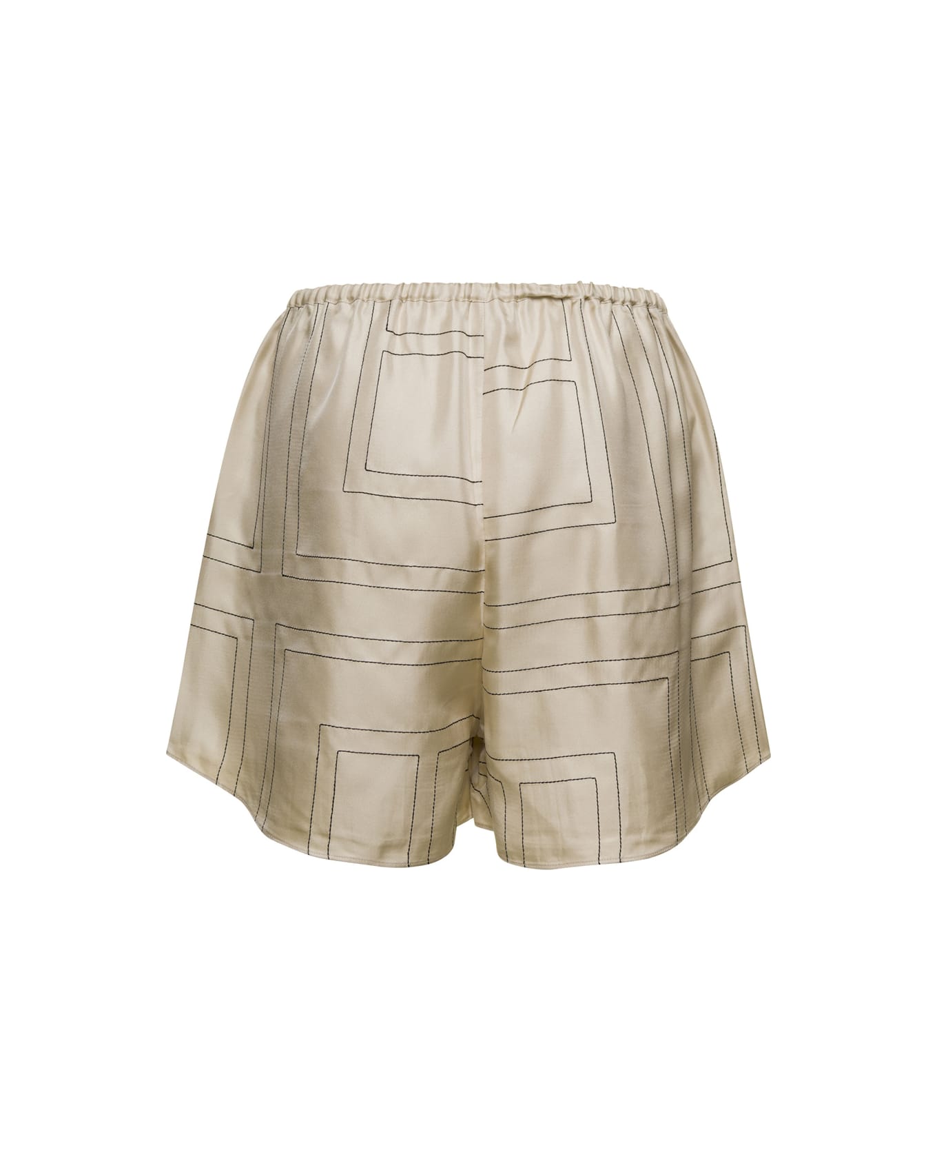 Totême Beige Shorts With Geometric Logo Print In Silk Woman - Beige