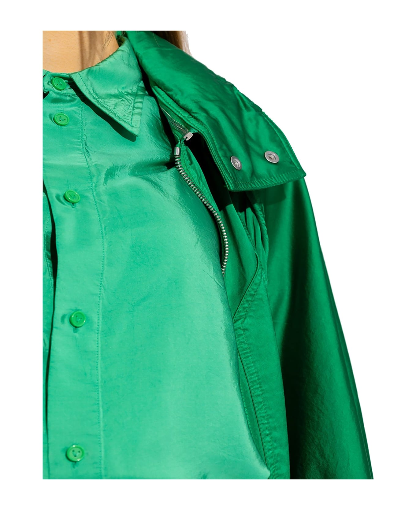 Bottega Veneta Satin Parka - Green