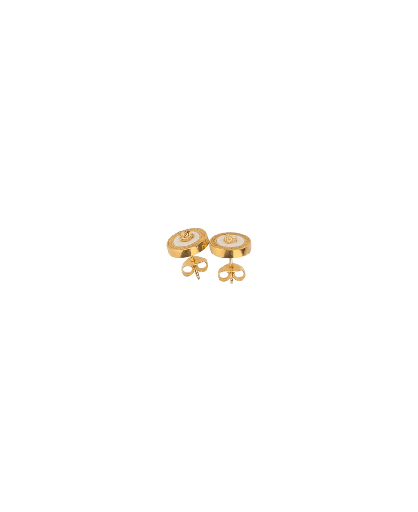 Versace Resin Jellyfish Button Earrings - Oro Tribute/bianco