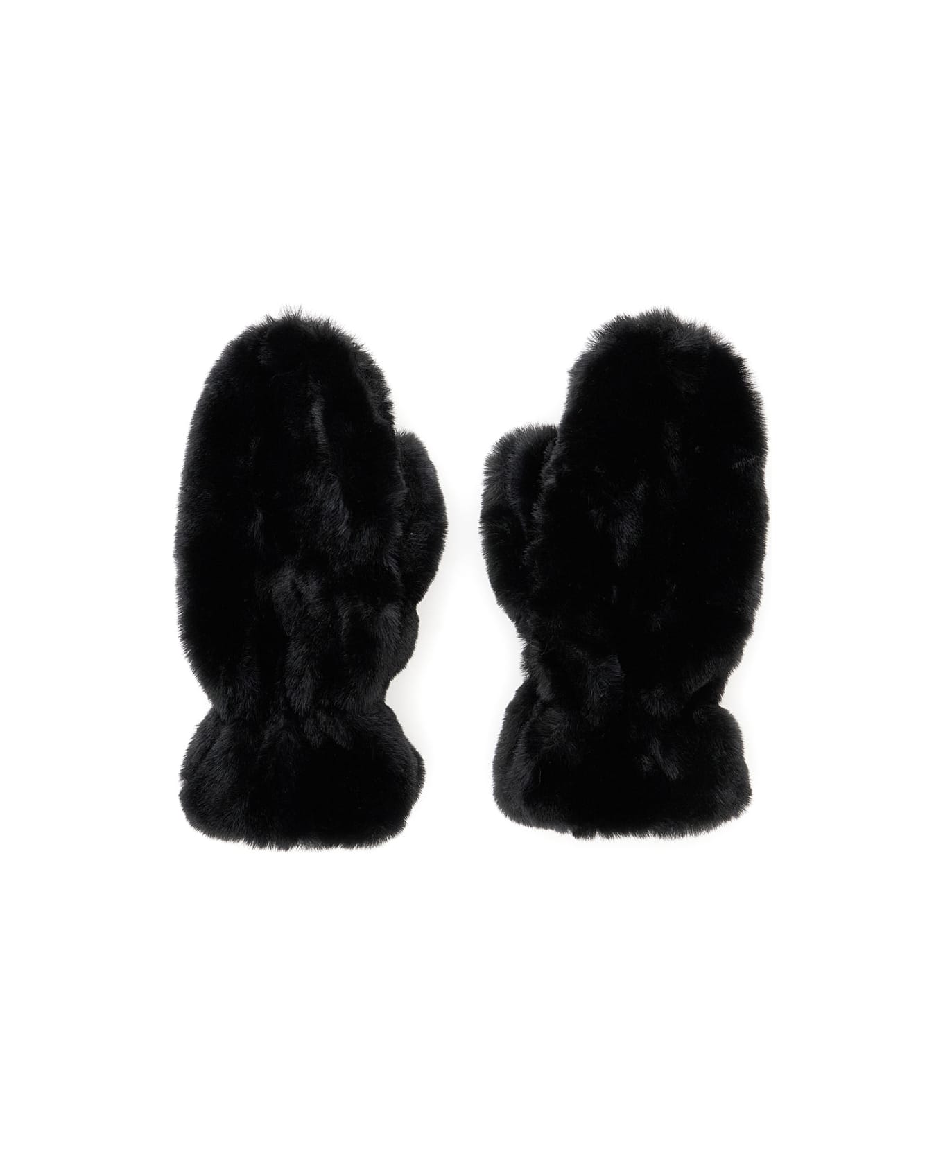 Apparis 'coco' Black Mittens In Eco Fur Woman - Black