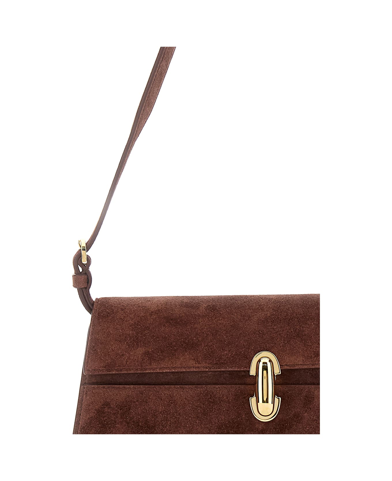 Savette 
symmetry
 Brown Shoulder Bag With Jewel Closure On The Front In Suede Woman - Brown