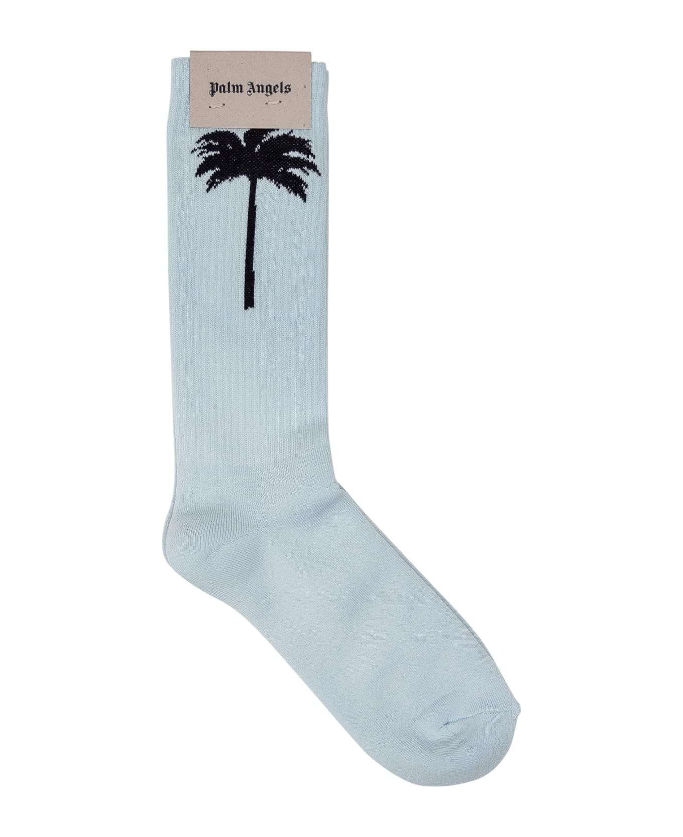 Palm Angels Sock With Logo Embroidery - Light blue