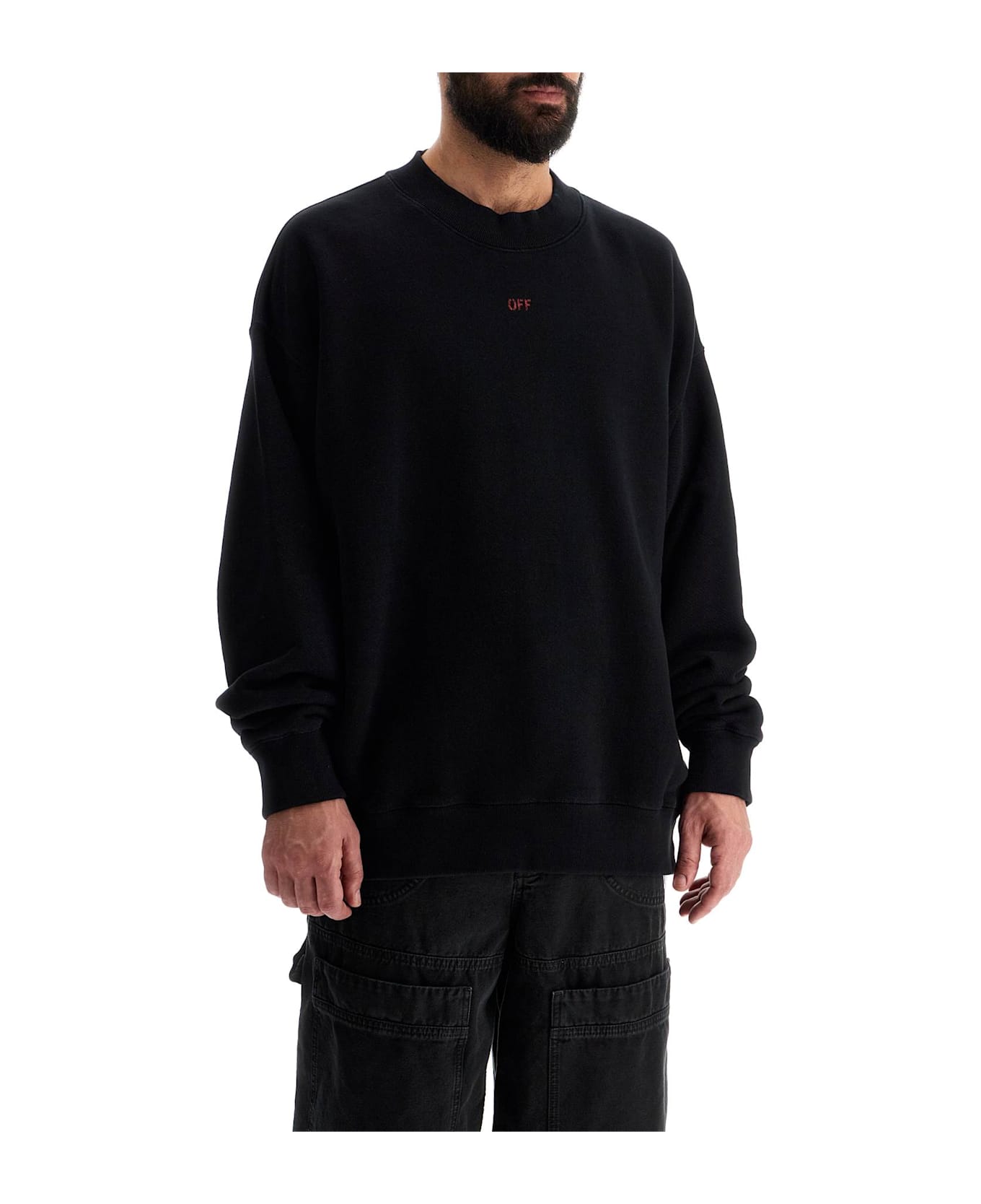 Off-White Oversized Crewneck - BLACK - RED (Black)