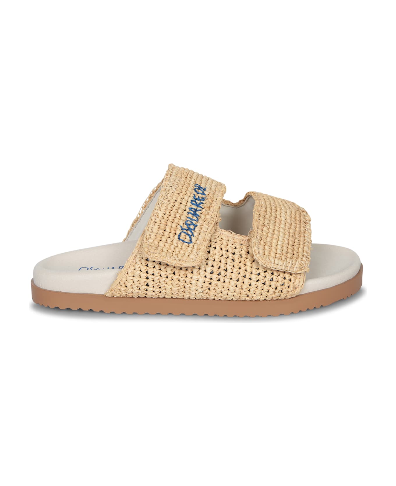 Dsquared2 Raphia Logo Nude Slides Sandals - Beige