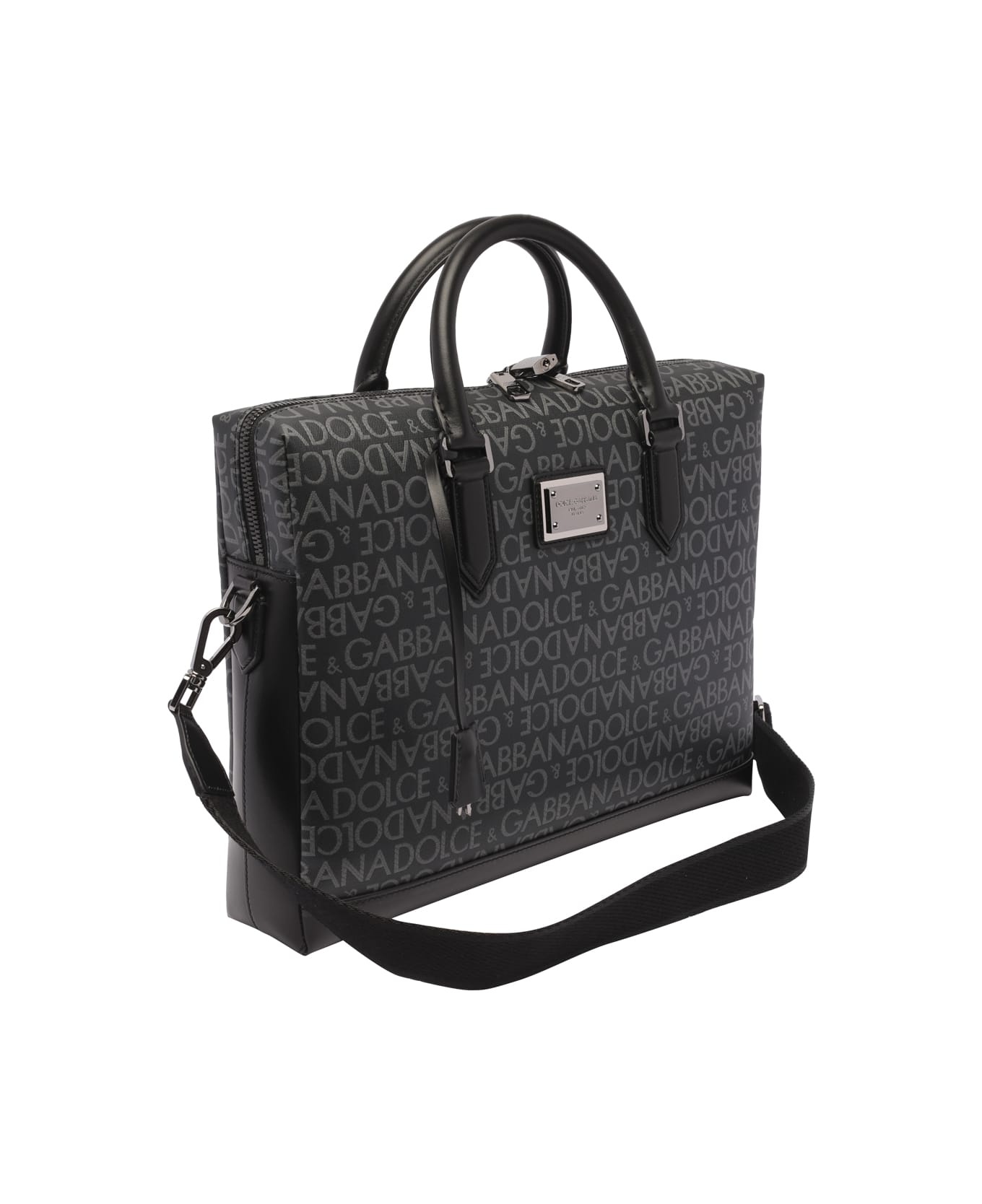 Dolce & Gabbana All Over Logo Briefcase - Black トラベルバッグ