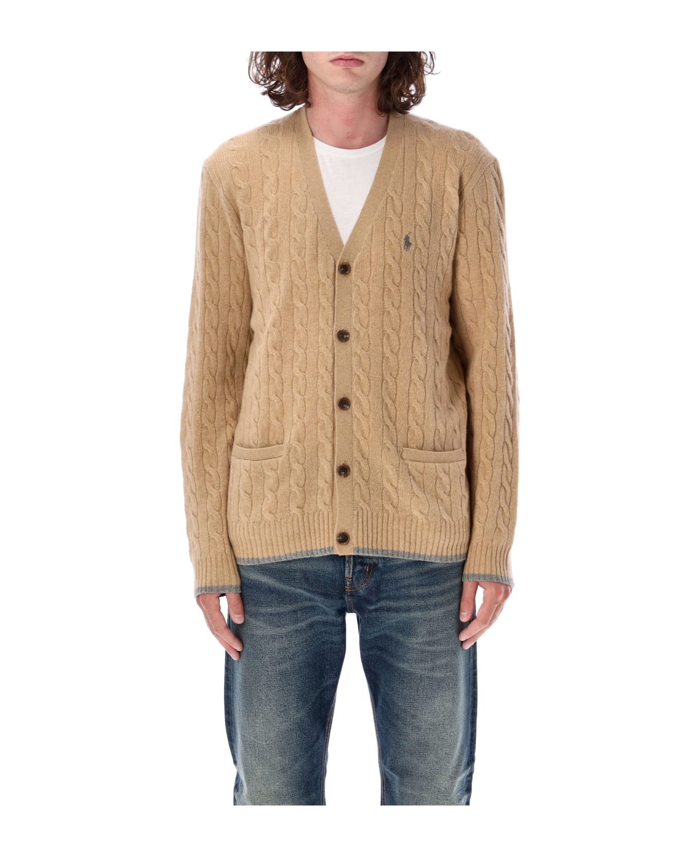 Polo Ralph Lauren Wool And Cashmere Braided Cardigan - CAMEL