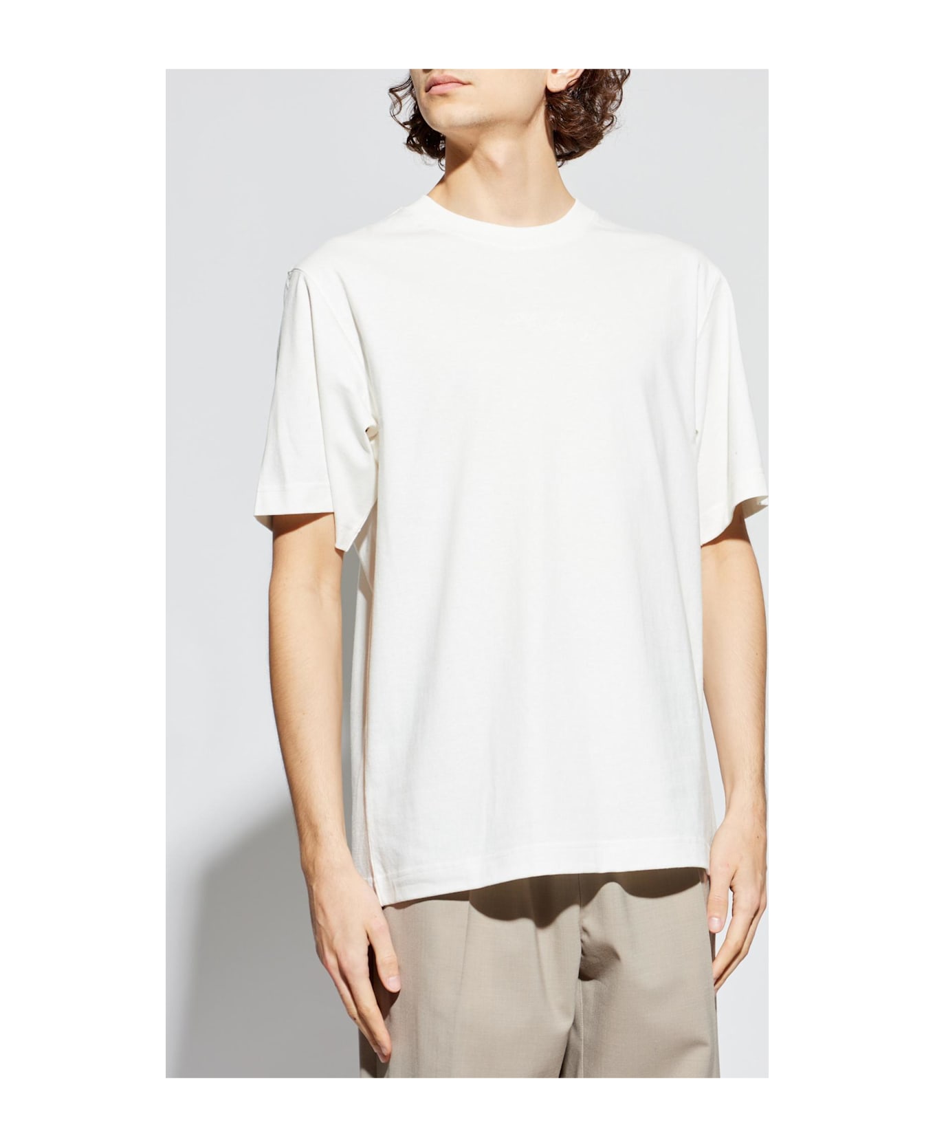 Burberry T-shirt With Embroidered Logo - CHALK