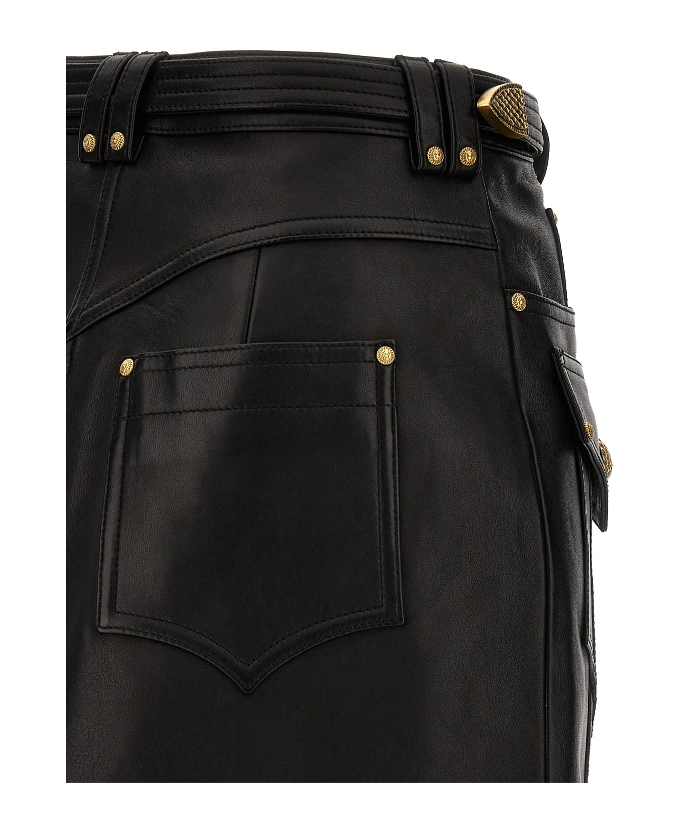 Balmain Western Leather Skirt - black
