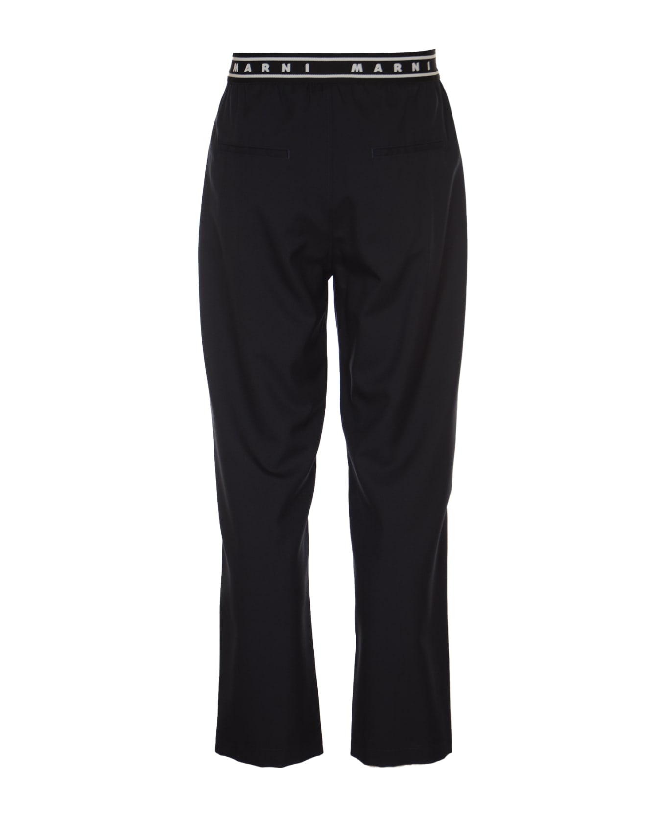 Marni Logo Waist Buttoned Trousers - Blue/Black ボトムス