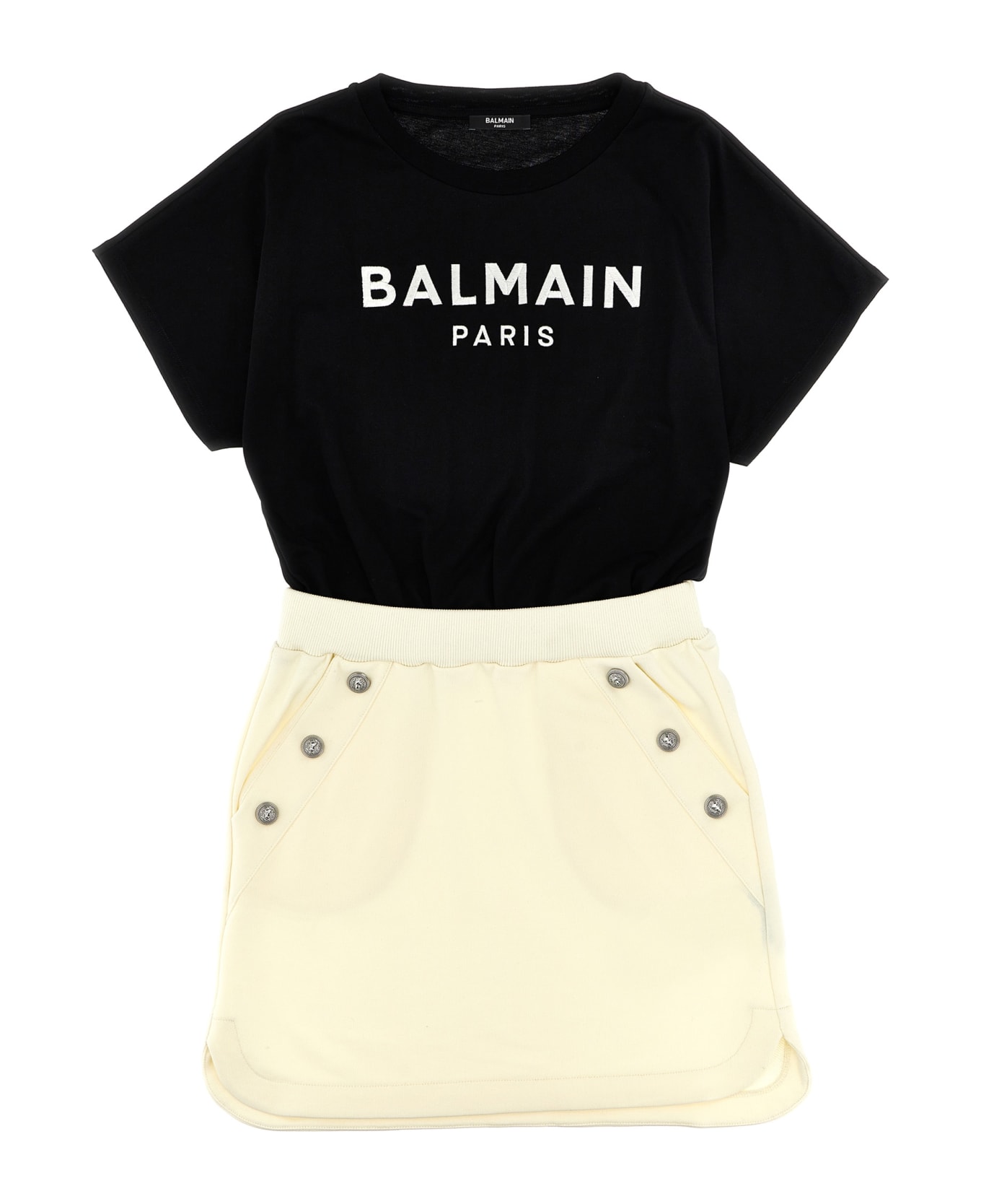 Balmain Logo Print Dress - White/Black