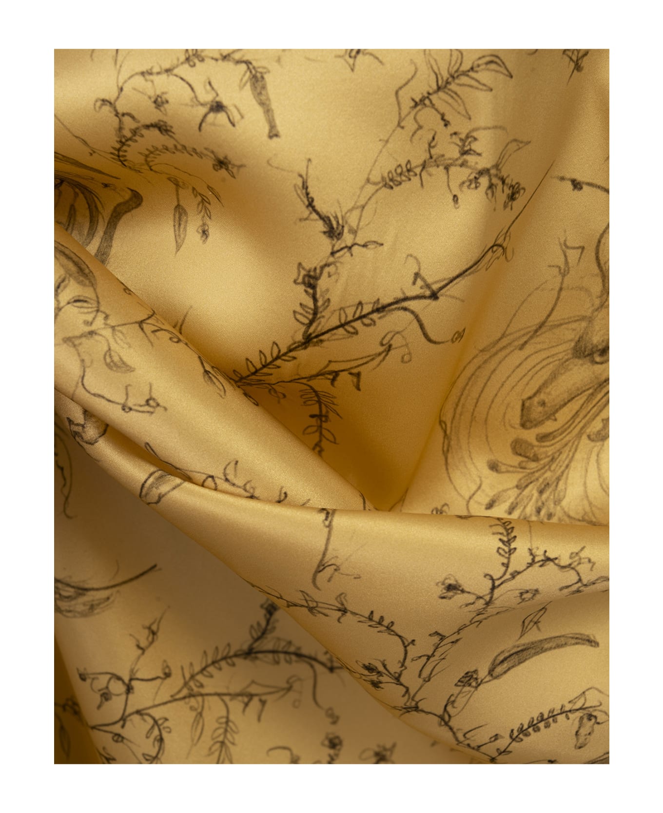 Fabiana Filippi Printed Mandarin Silk Satin Long Shirt Dress - Yellow