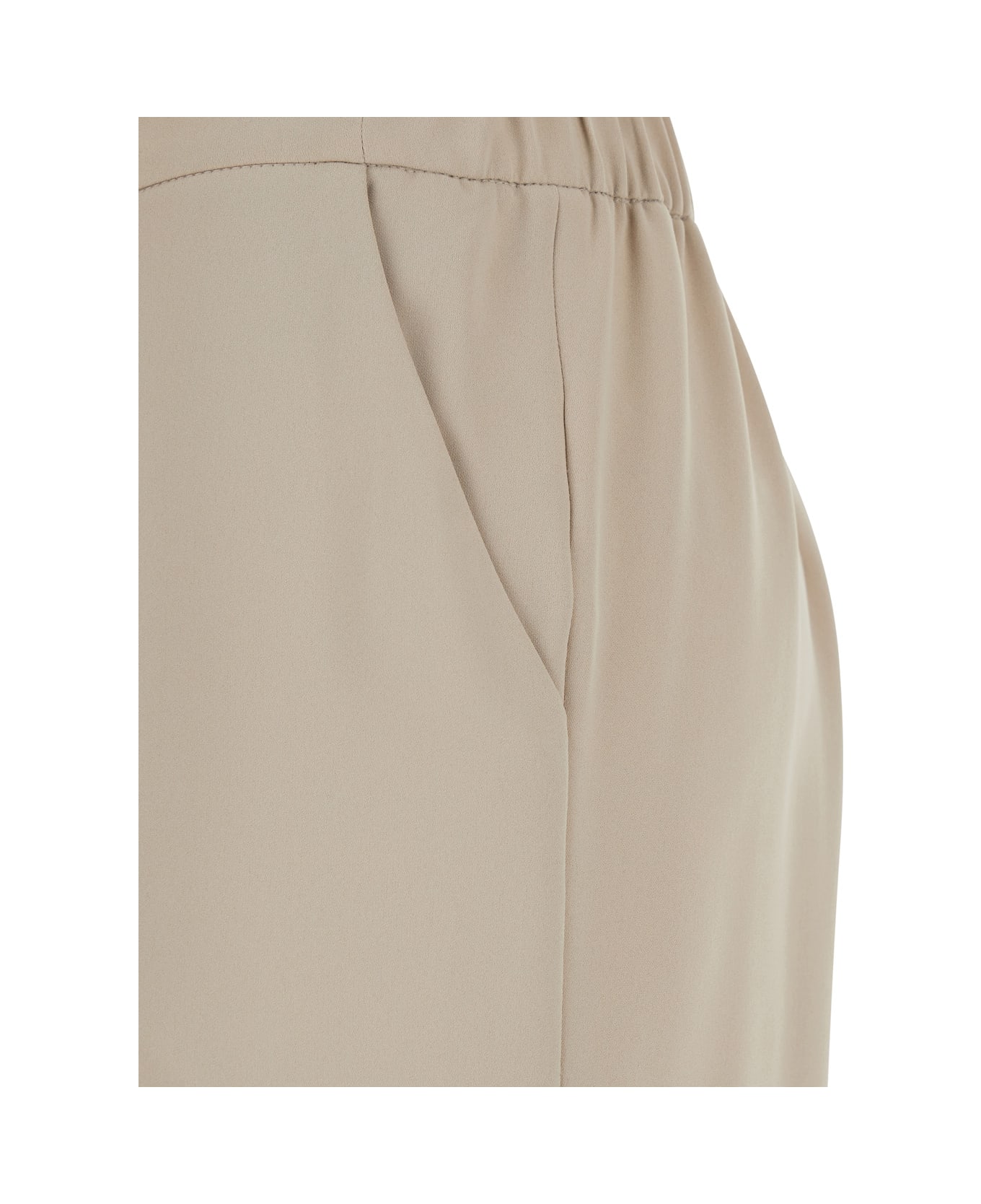 Parosh Beige Pants With Elastic Waist And Wide Leg In Fabric Woman - Beige ボトムス