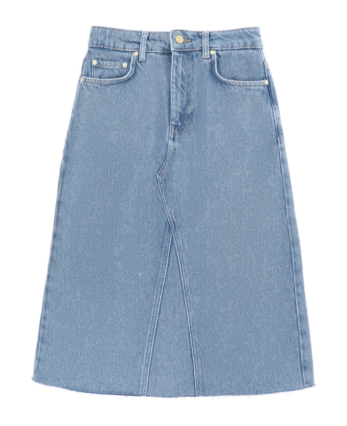 Ganni Denim Midi Skirt - Azzurro