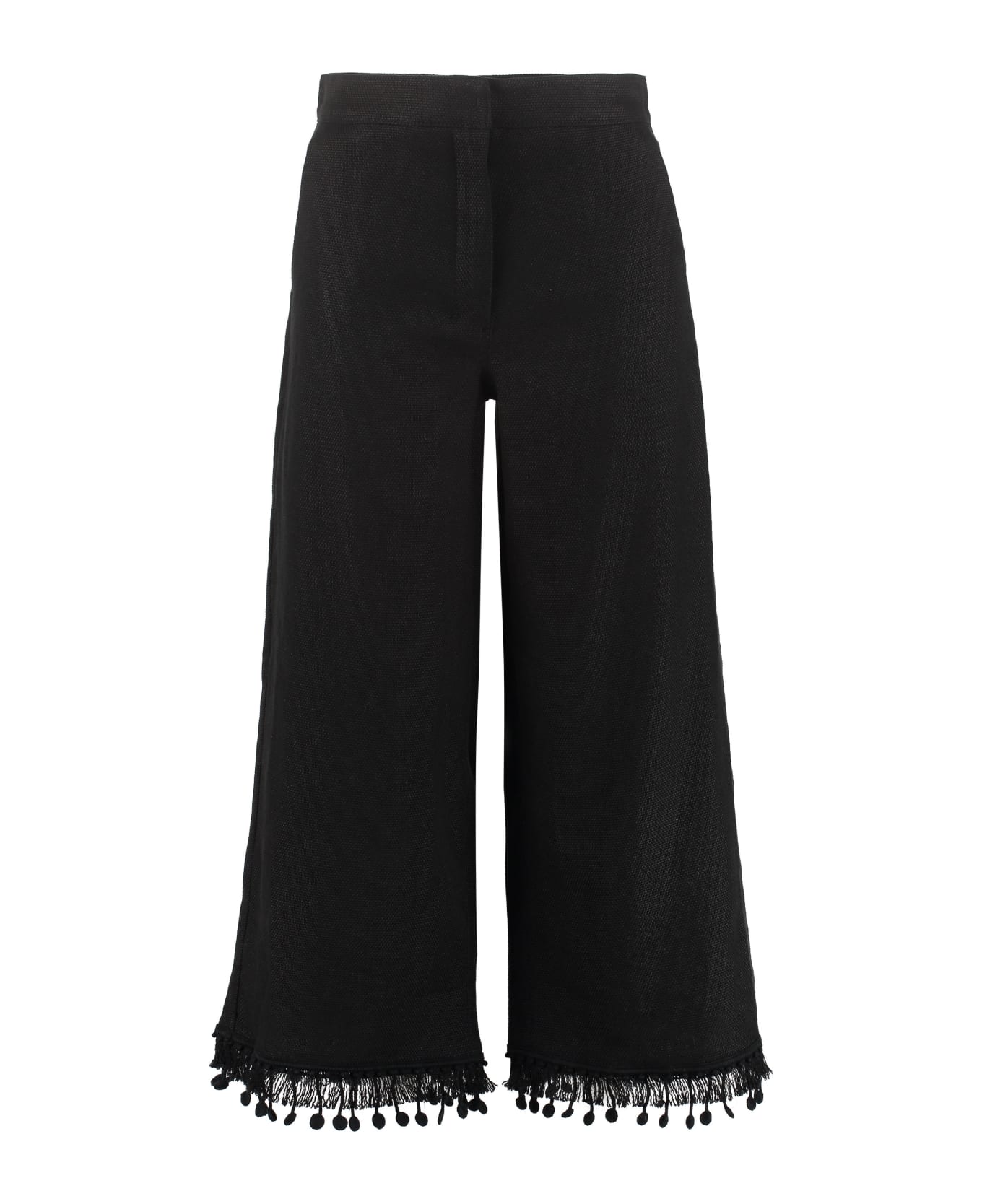'S Max Mara Fiaba Linen And Cotton Trousers - black